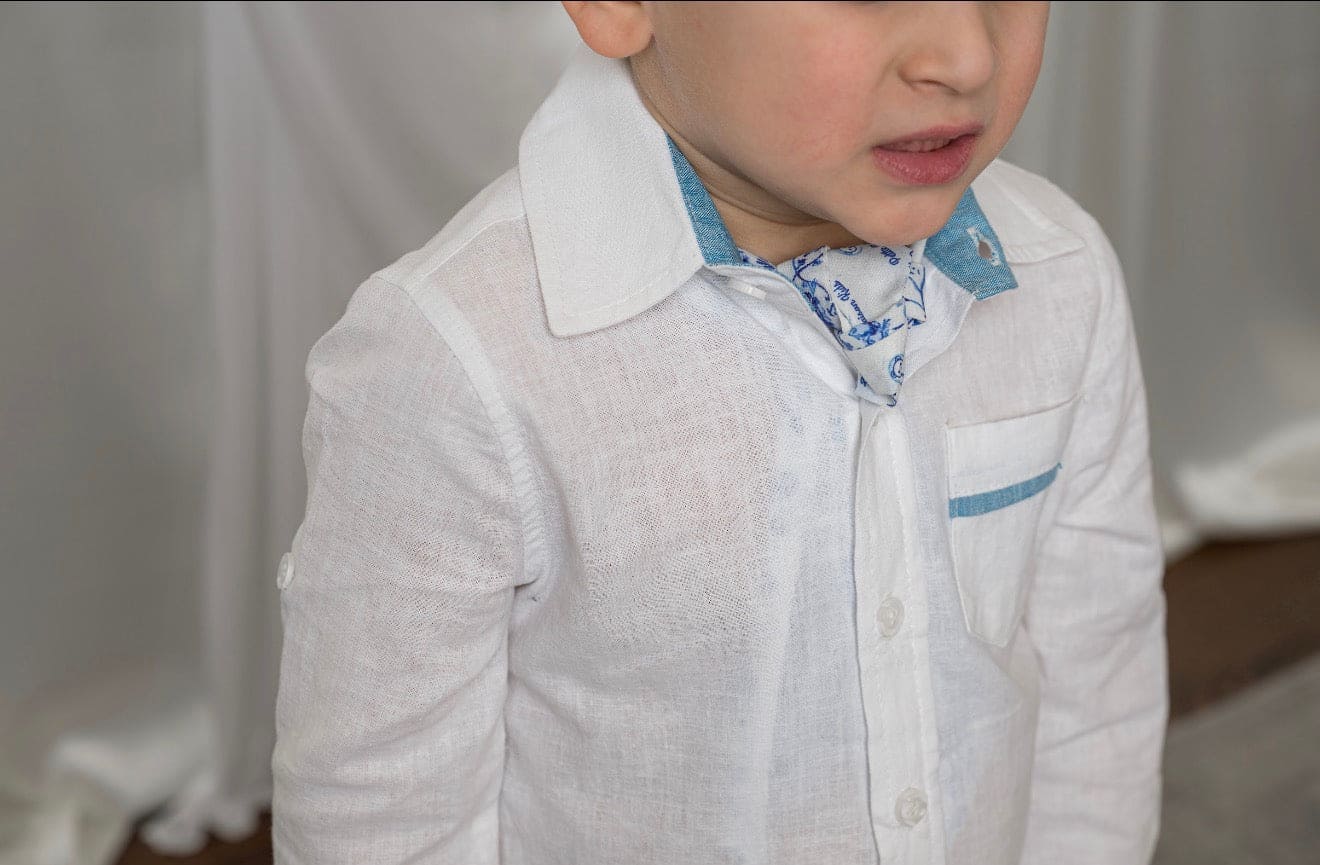 Jaylin Blue and White Logo Chiffon Scarf - Image 2