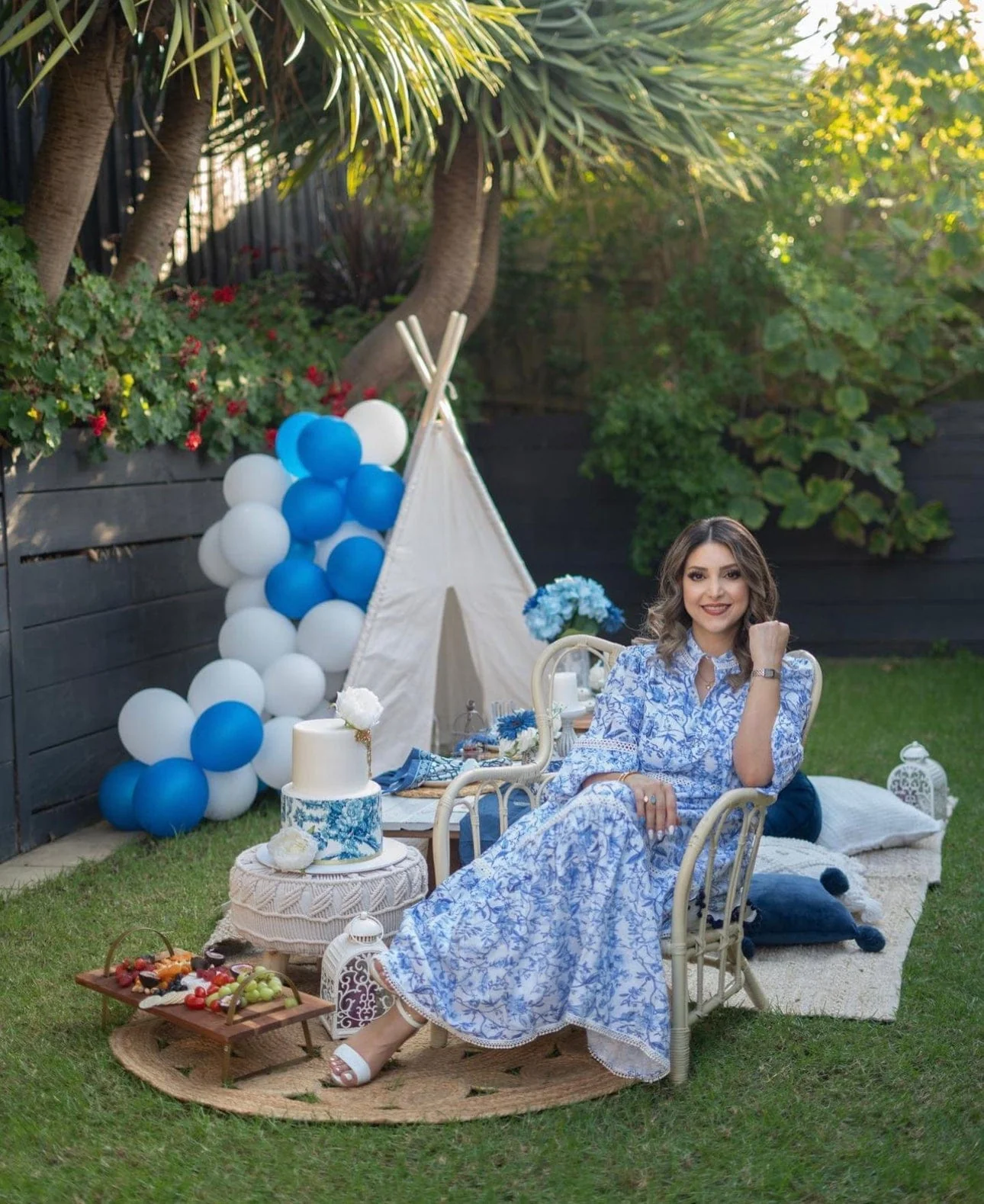 Jaylin Blue and White Linen Mom Dress - Image 11