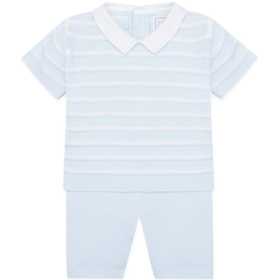 Jerry Baby Blue Boys Stripe Knit Top and Shorts Set