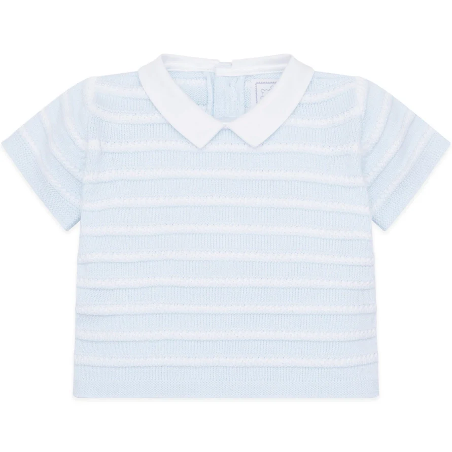 Jerry Baby Blue Boys Stripe Knit Top and Shorts Set - Image 3