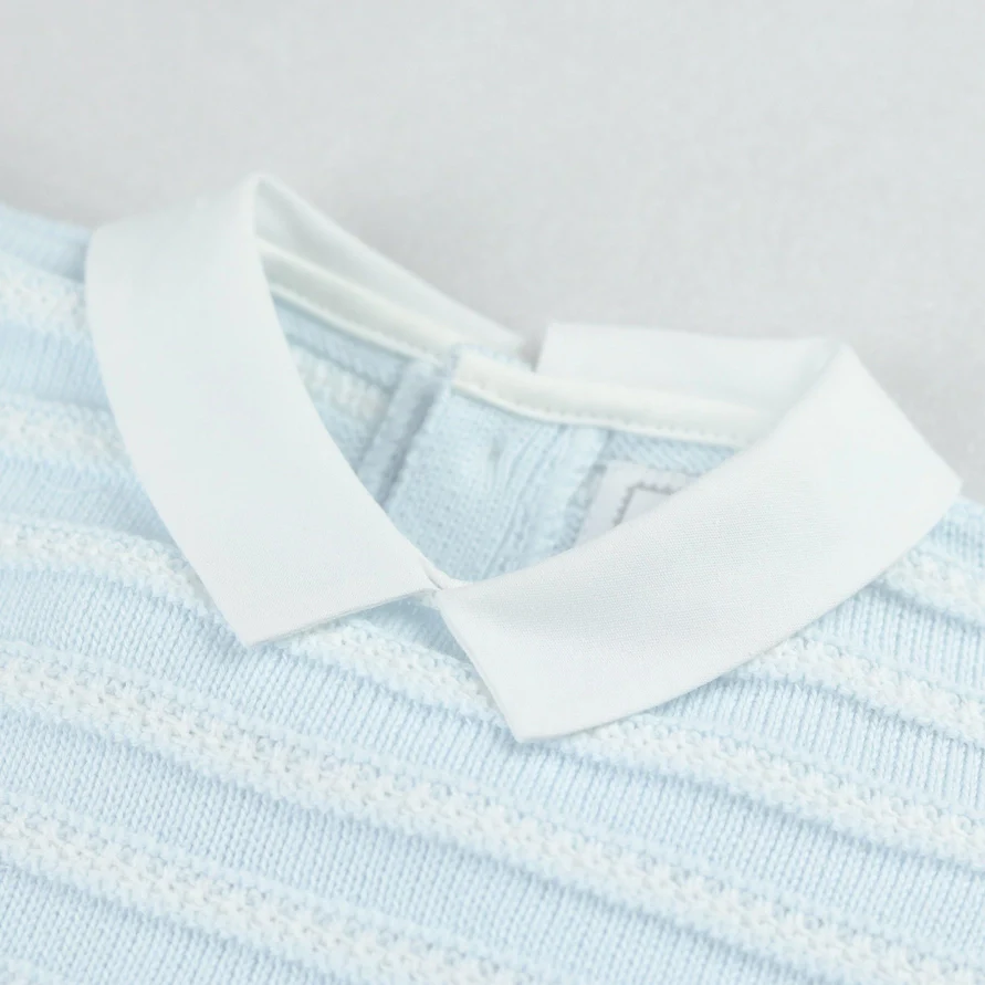 Jerry Baby Blue Boys Stripe Knit Top and Shorts Set - Image 4