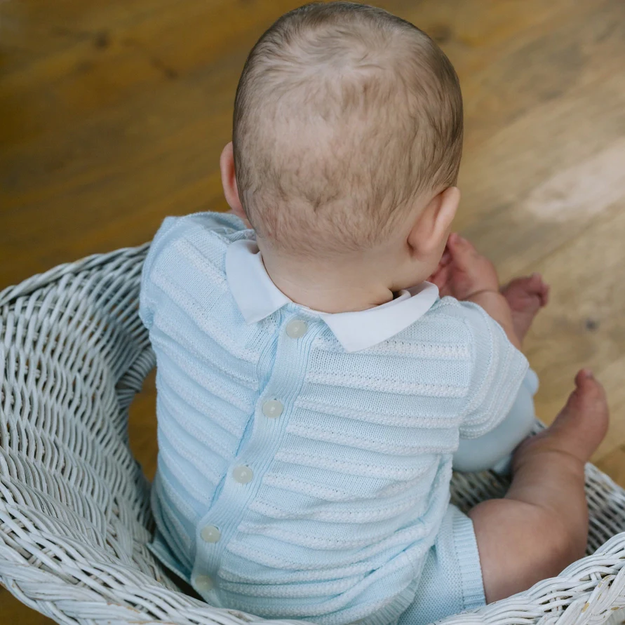 Jerry Baby Blue Boys Stripe Knit Top and Shorts Set - Image 8