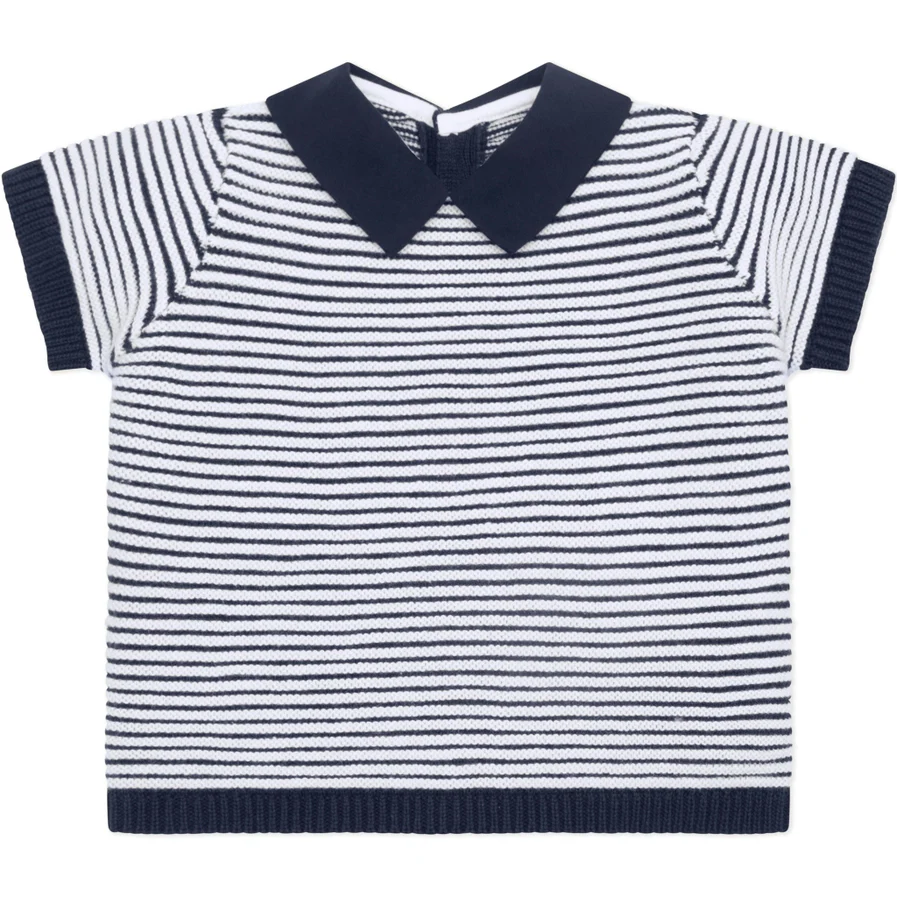 Jerry Navy Boys Stripe Knit Top and Shorts Set - Image 3