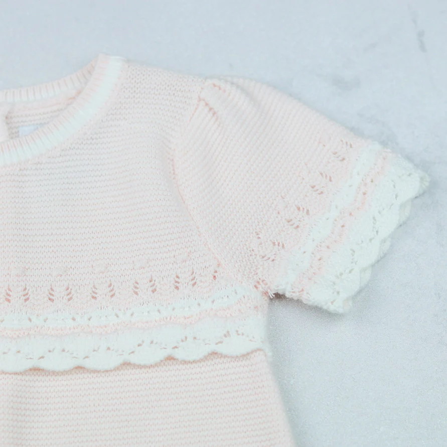 Josie Pink Girls Pretty Knit Romper - Image 3