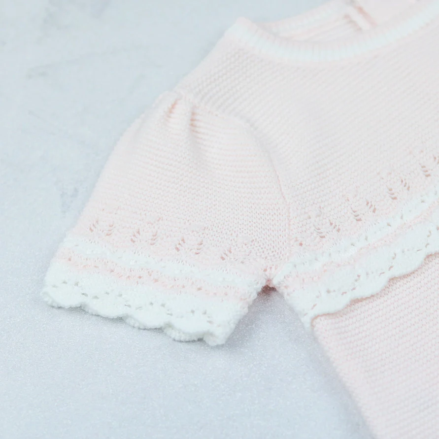 Josie Pink Girls Pretty Knit Romper - Image 4
