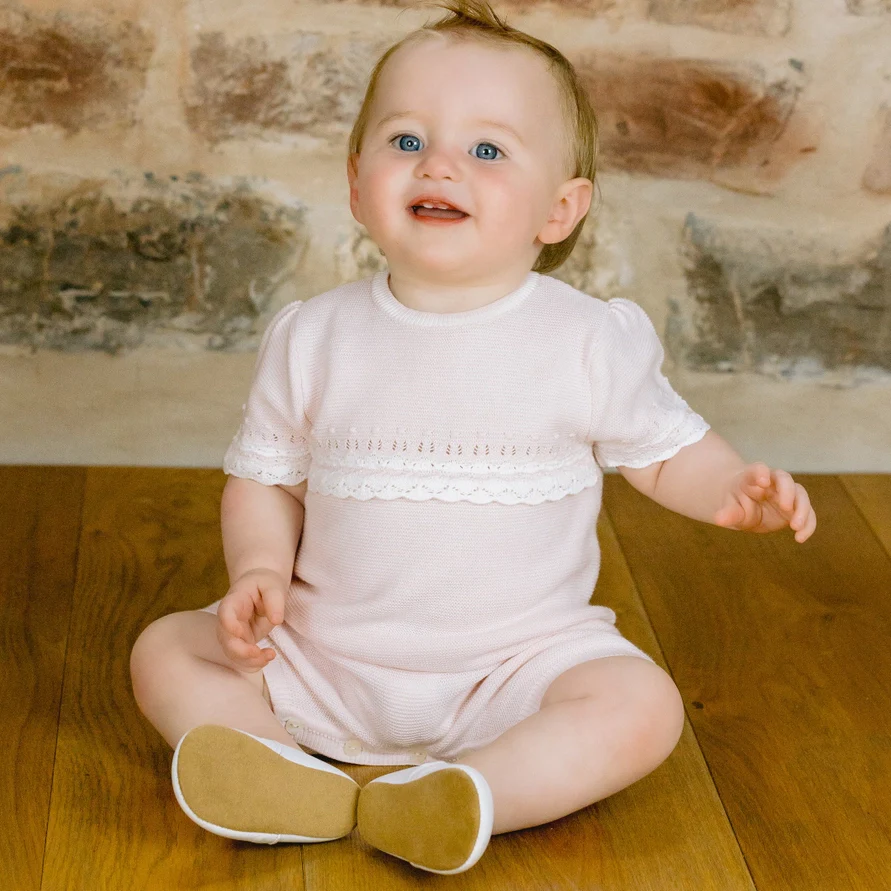 Josie Pink Girls Pretty Knit Romper - Image 6