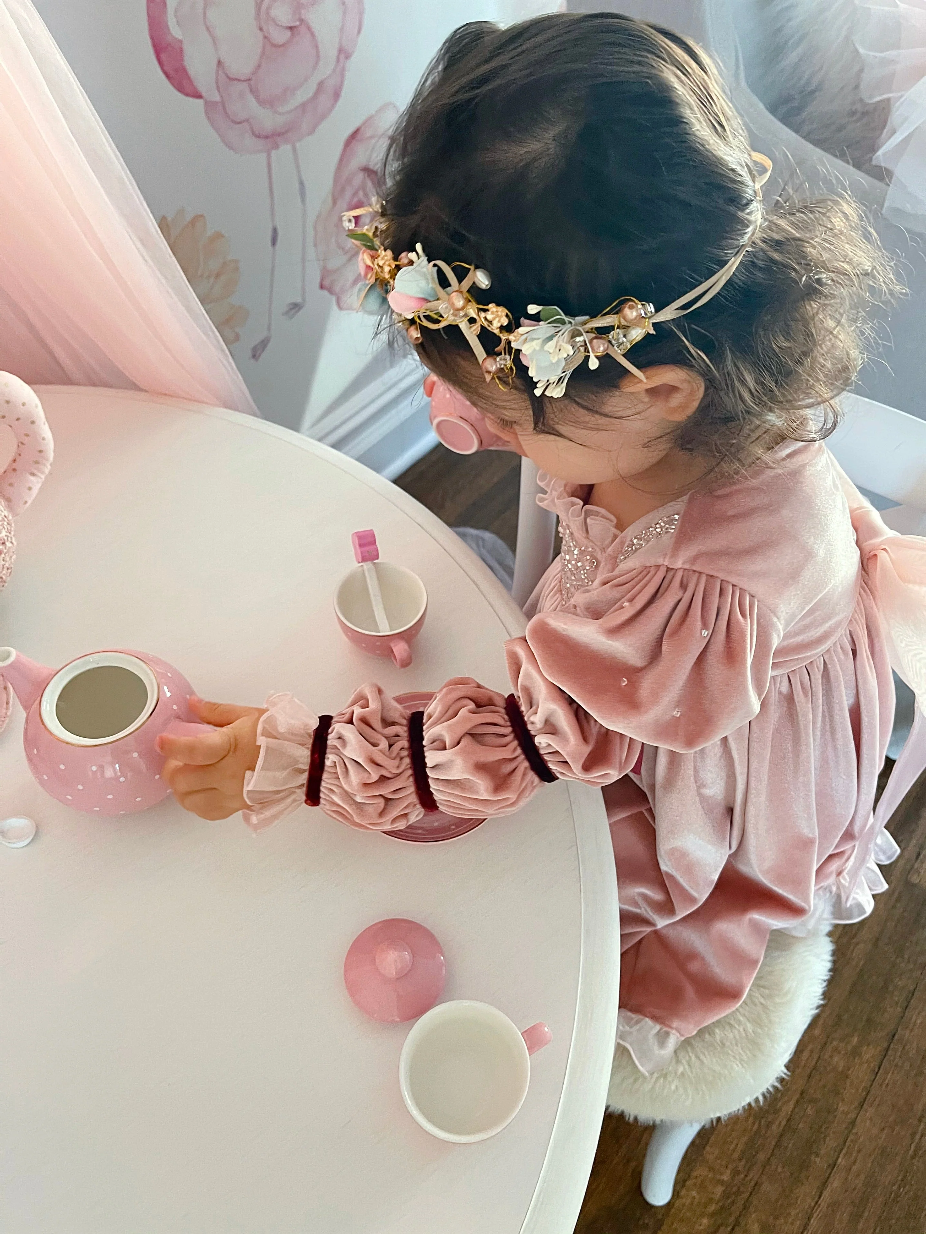 Juliette Pink Velour Dress - Image 10
