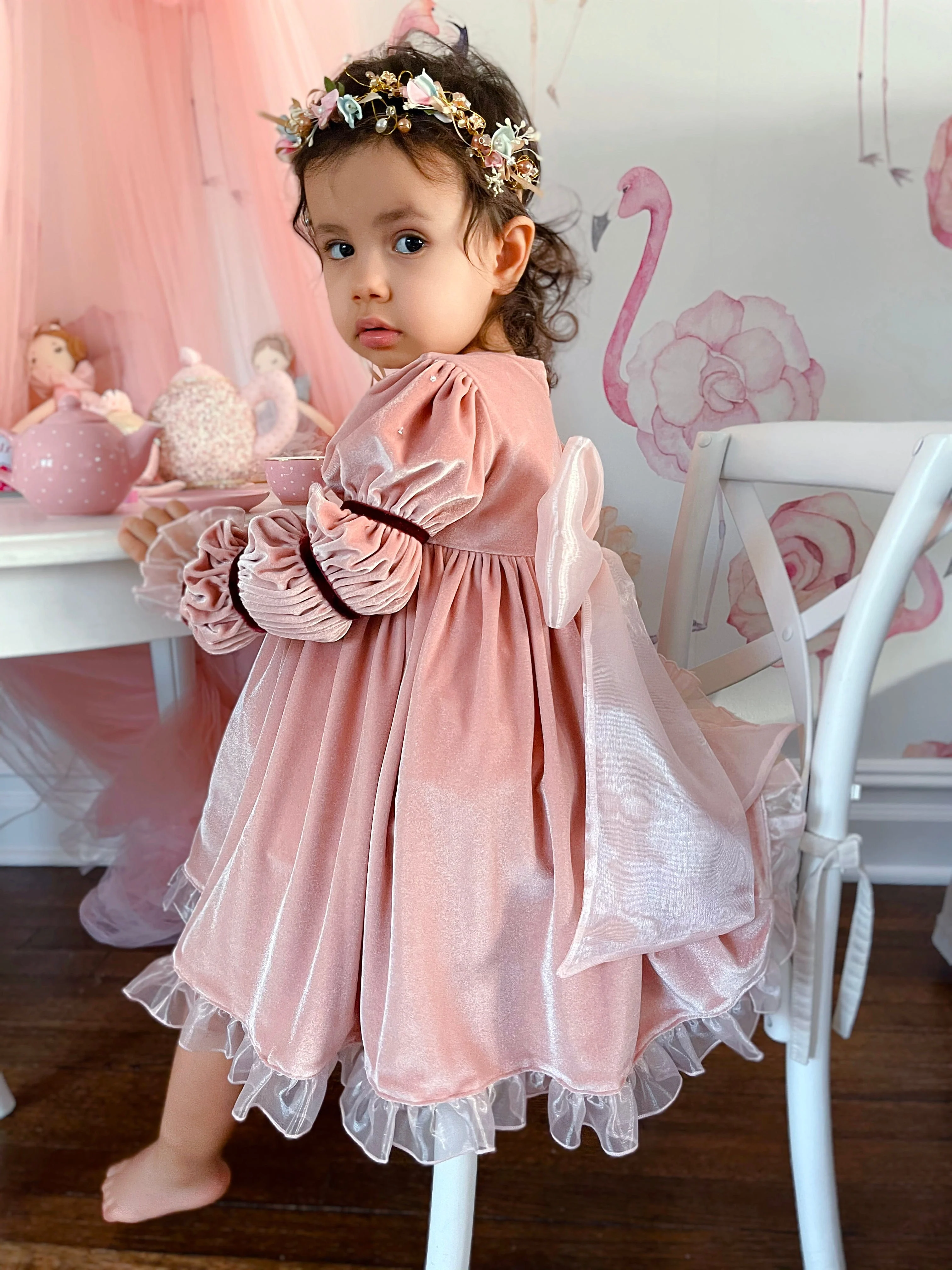 Juliette Pink Velour Dress - Image 13