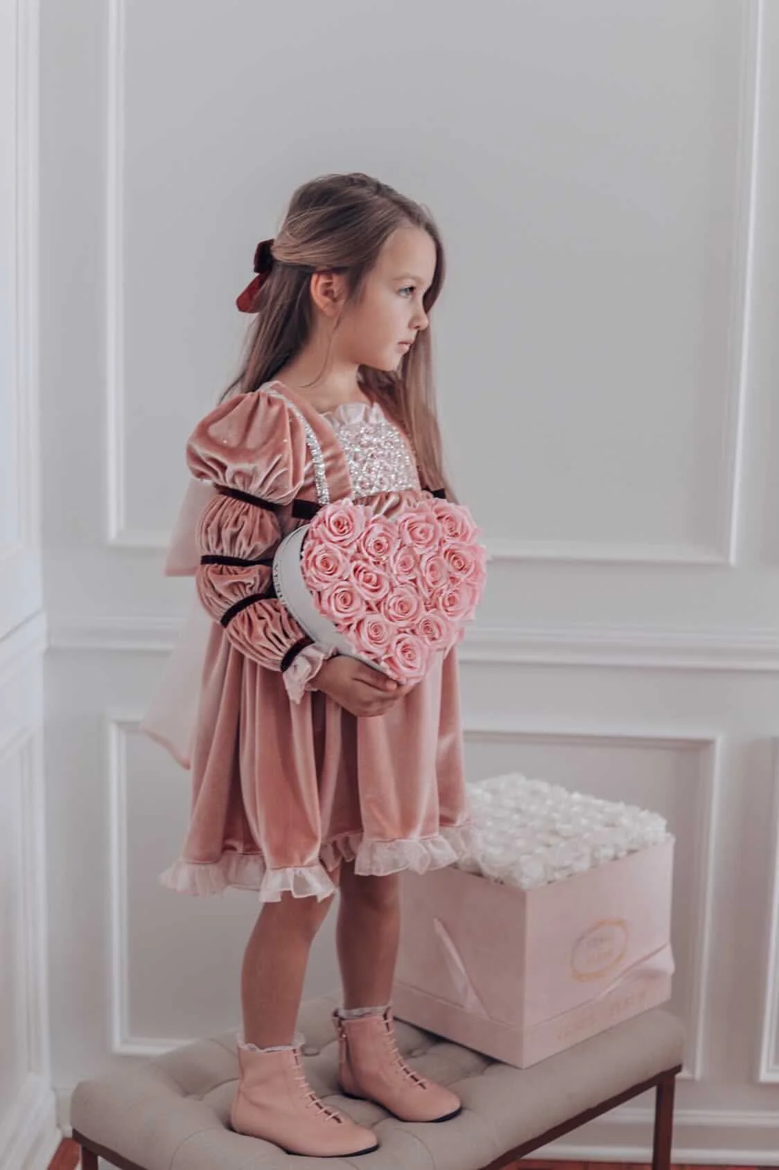 Juliette Pink Velour Dress - Image 15