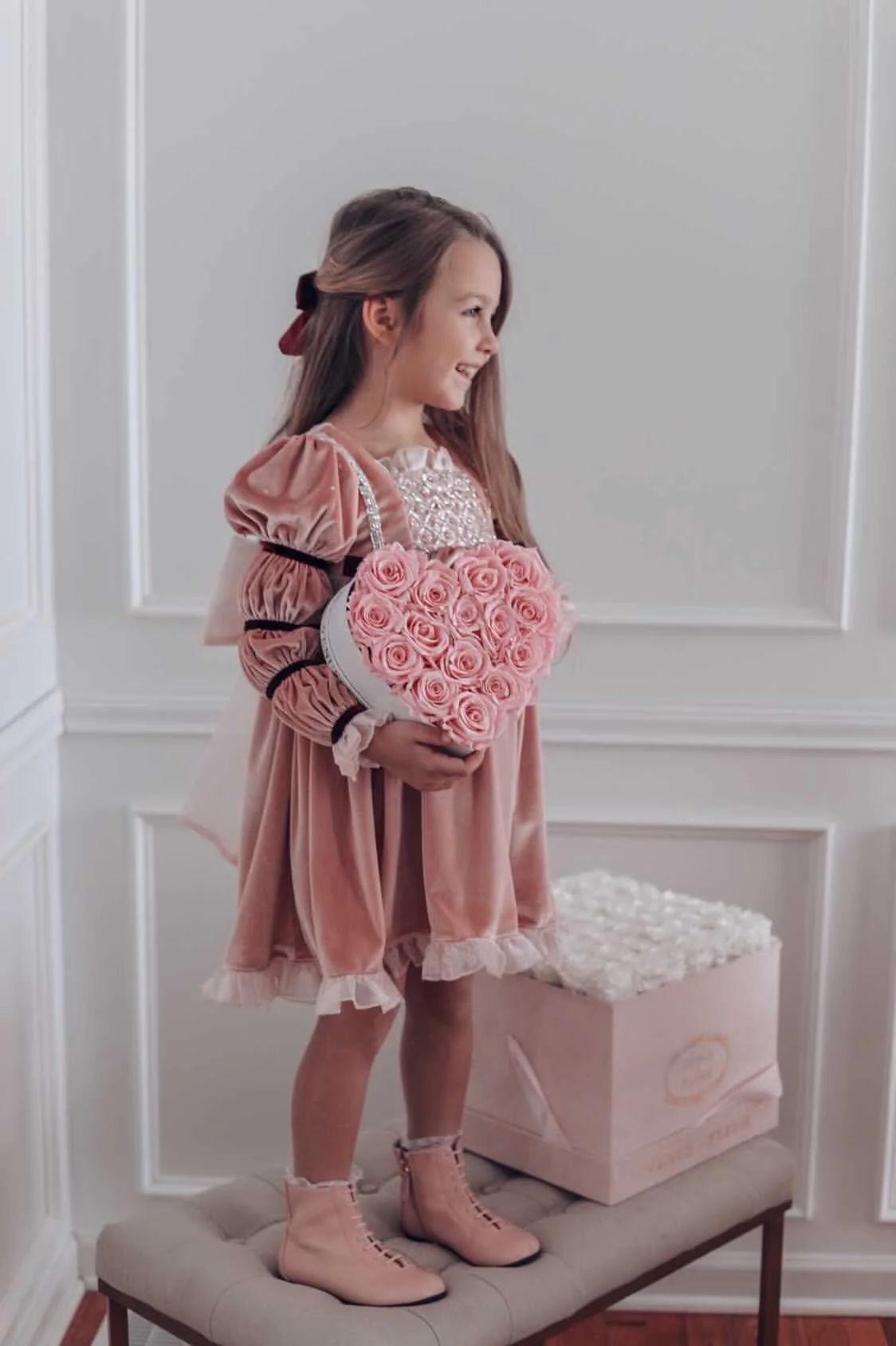 Juliette Pink Velour Dress - Image 19