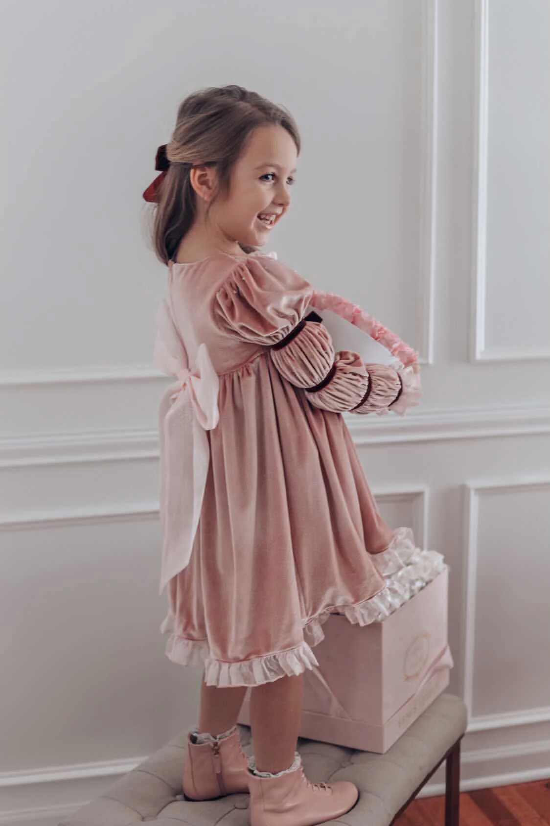 Juliette Pink Velour Dress - Image 23