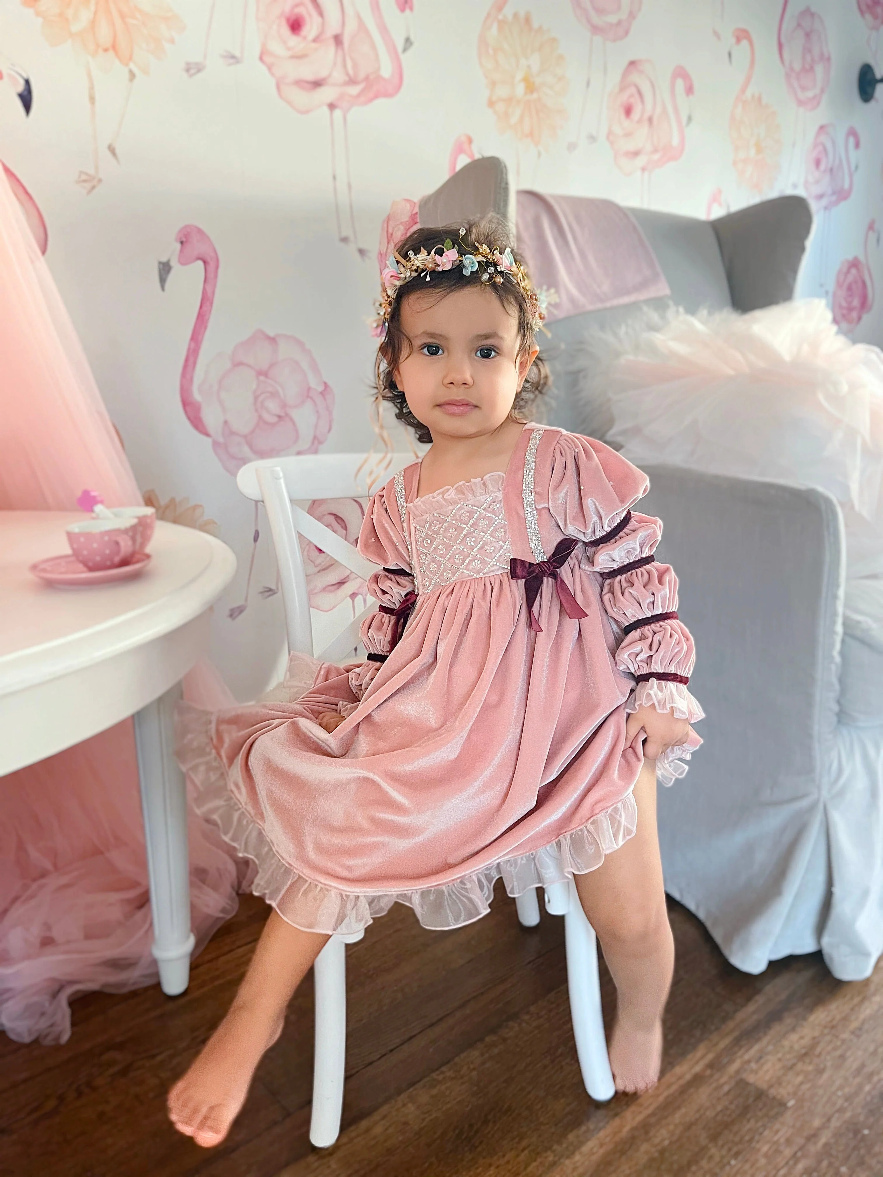 Juliette Pink Velour Dress - Image 29