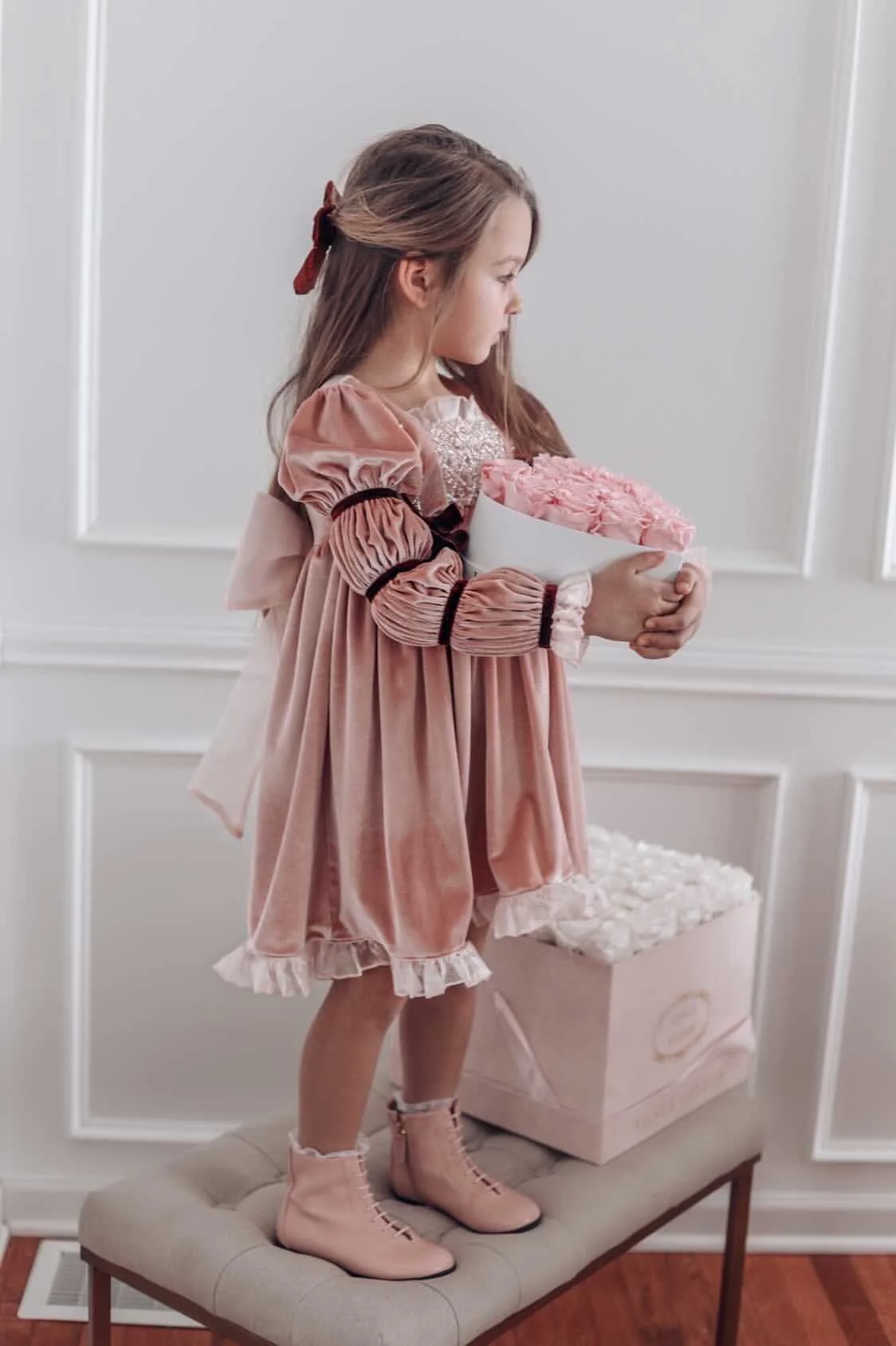 Juliette Pink Velour Dress - Image 3