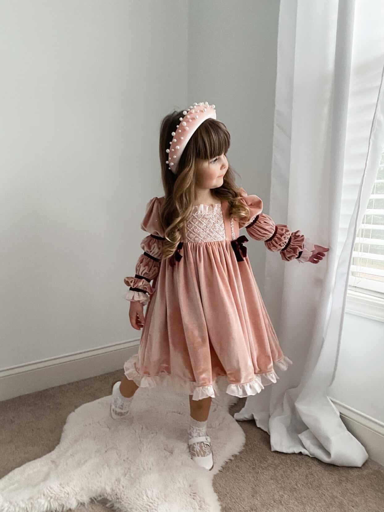 Juliette Pink Velour Dress - Image 6