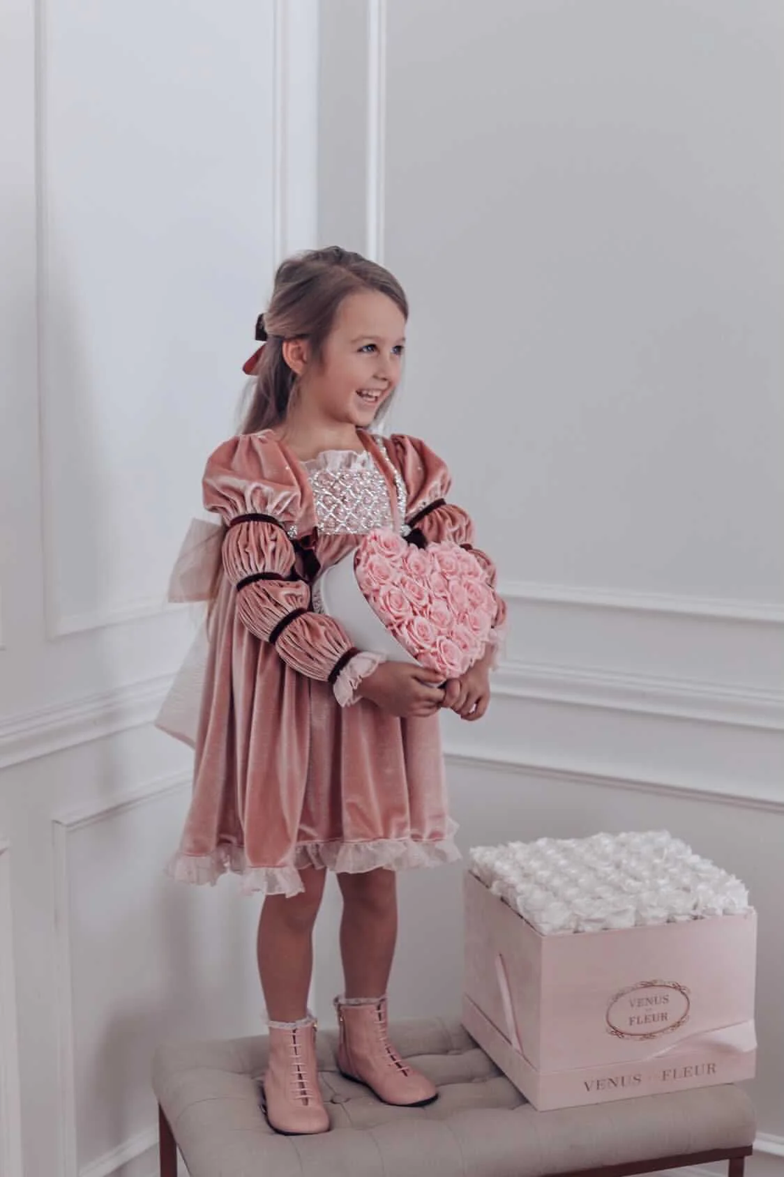 Juliette Pink Velour Dress - Image 9