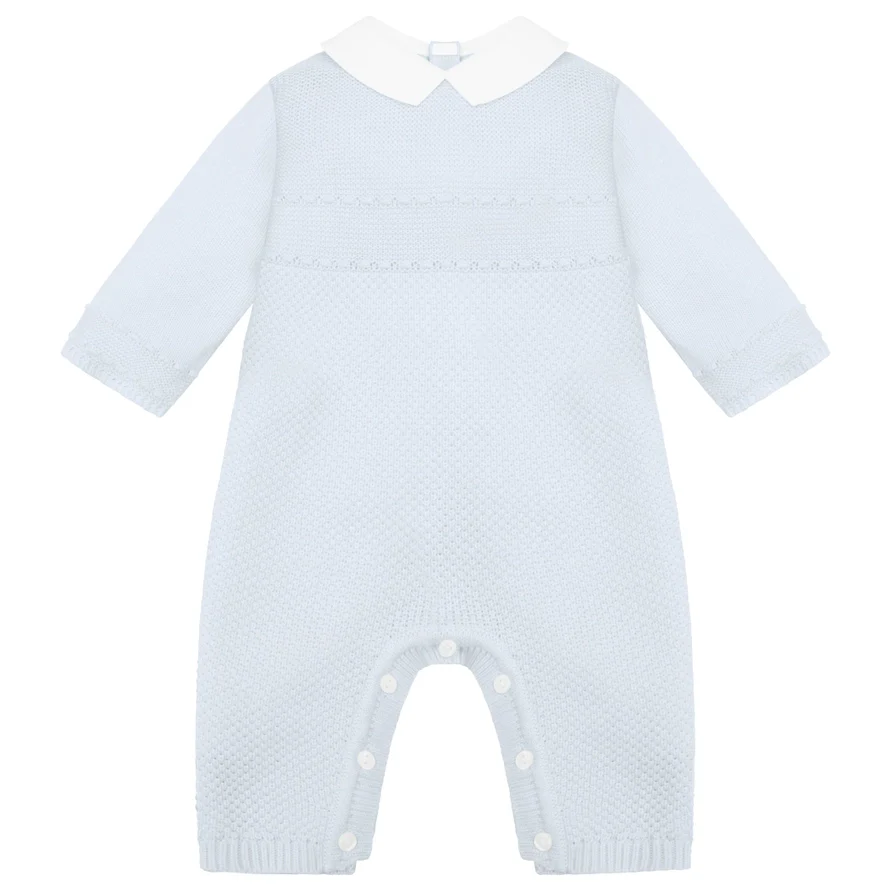 Kaleb Boys Blue Knitted All in One & Hat Set - Image 2