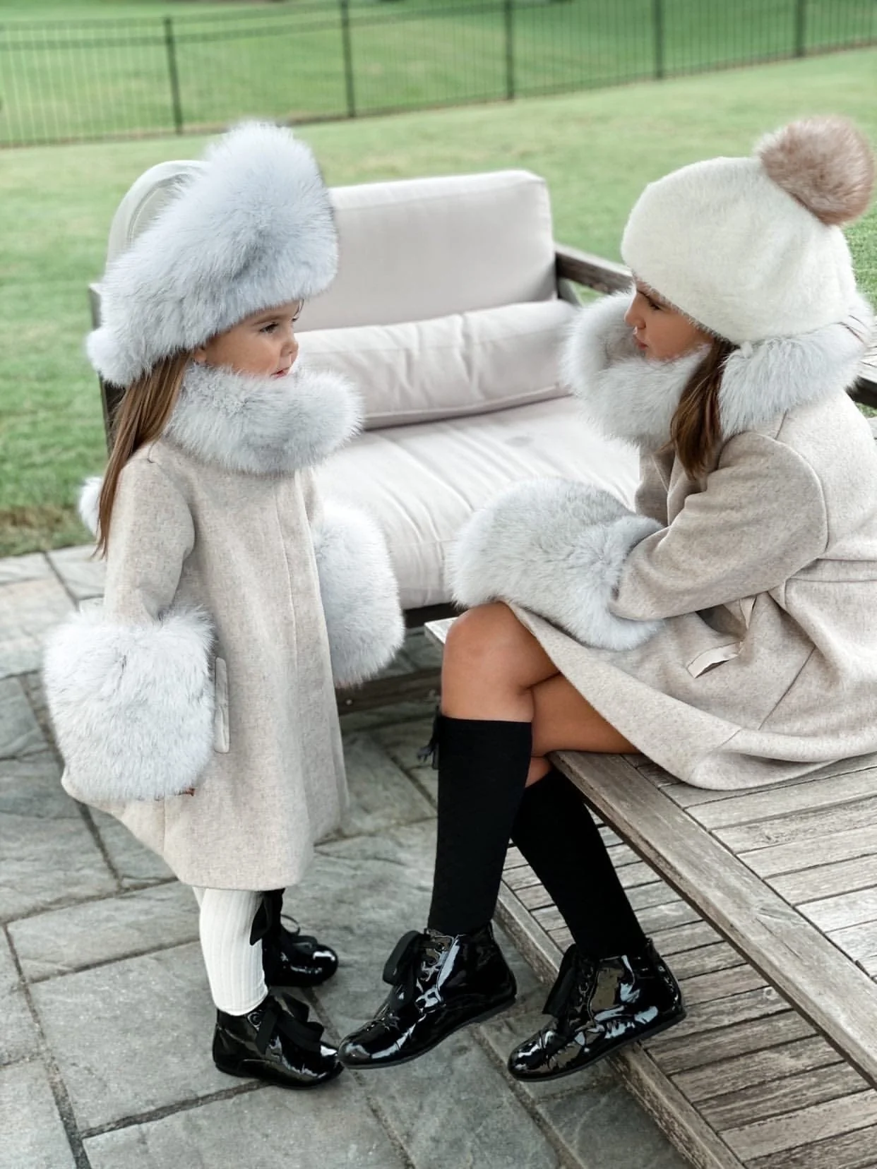Karenina Grey Fur Wool Coat - Image 10