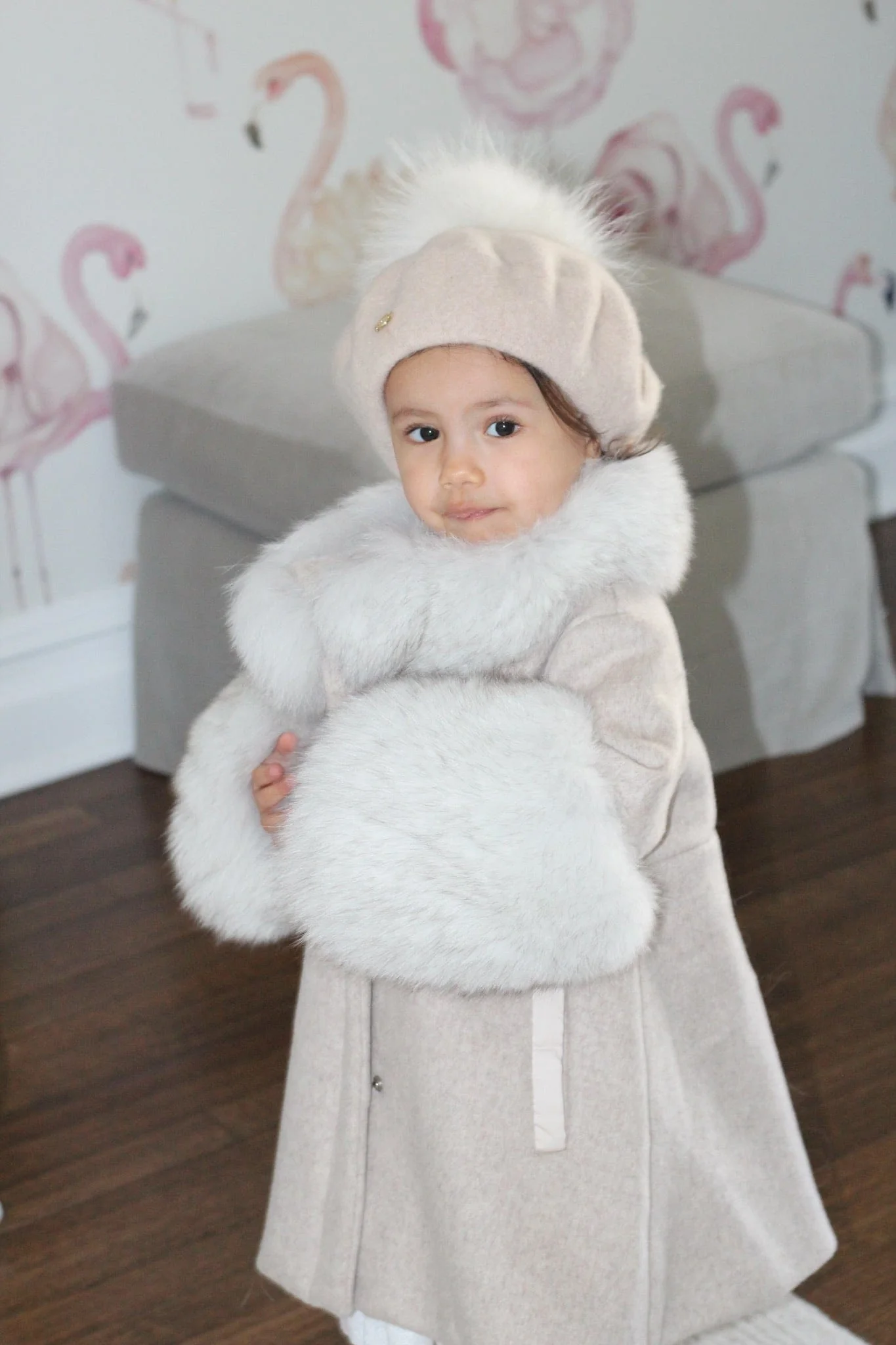 Karenina Grey Fur Wool Coat - Image 11