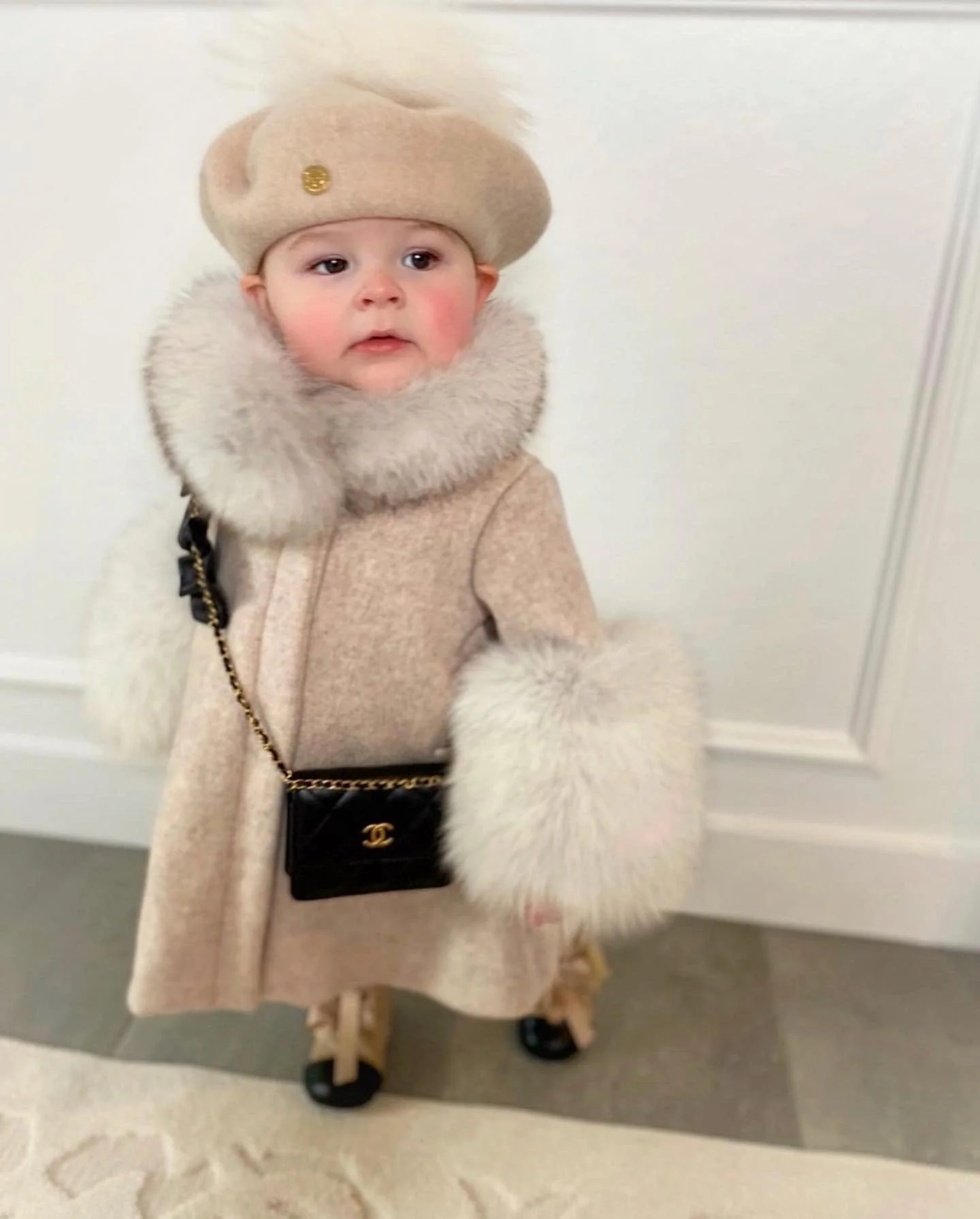 Karenina Grey Fur Wool Coat - Image 12