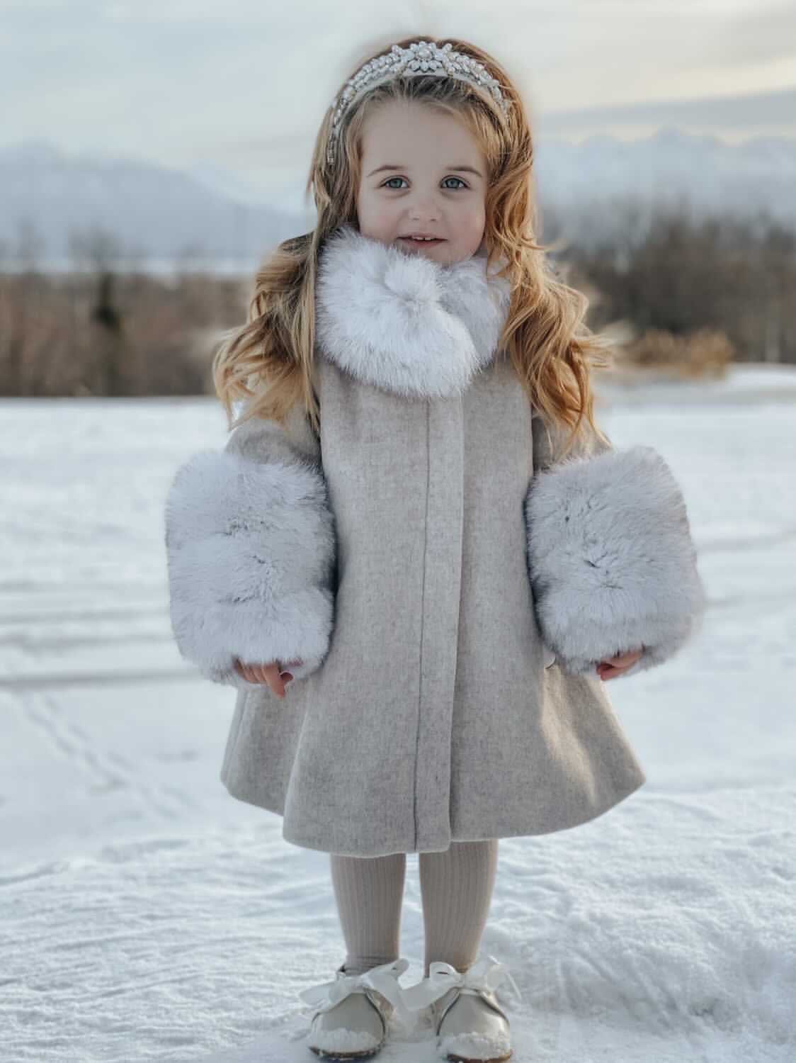 Karenina Grey Fur Wool Coat - Image 13