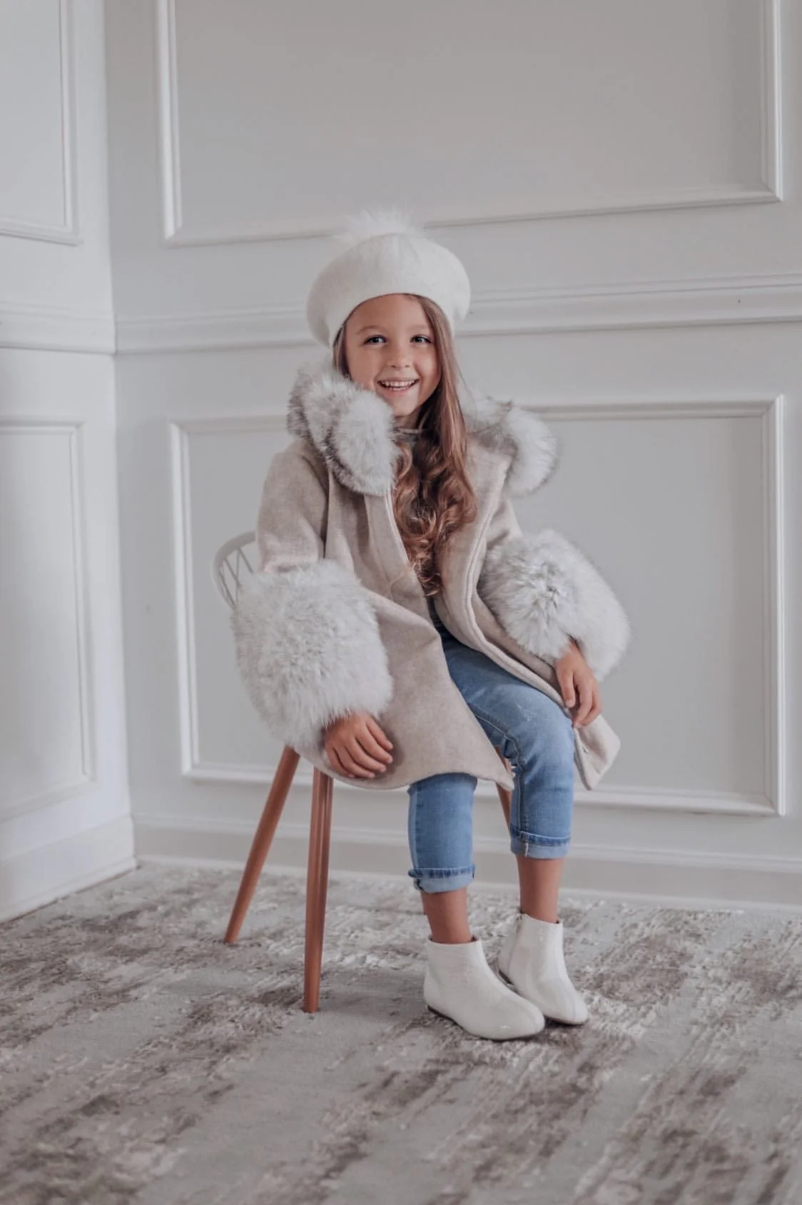 Karenina Grey Fur Wool Coat - Image 15