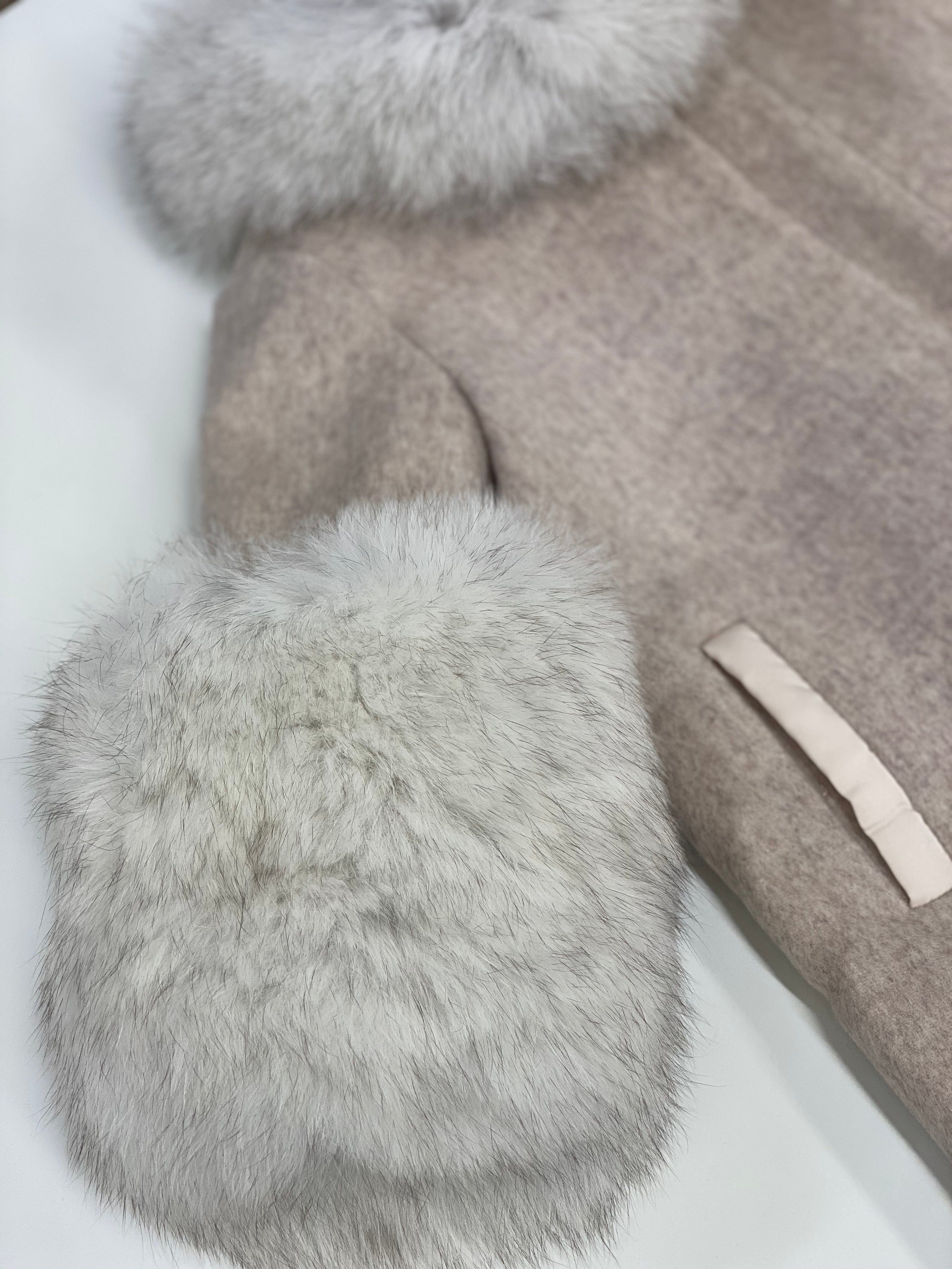 Karenina Grey Fur Wool Coat - Image 20