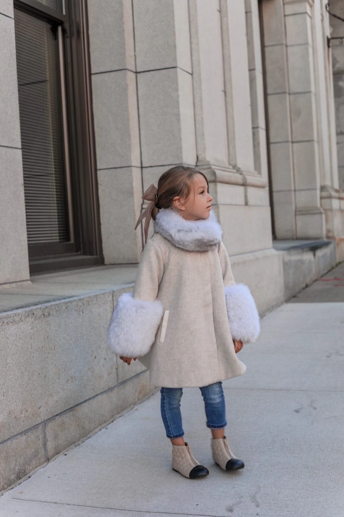Karenina Grey Fur Wool Coat - Image 26