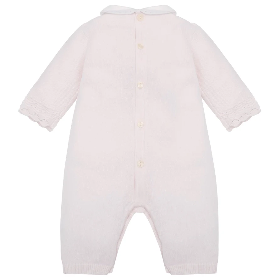 Kat Girls Pink Cotton Knitted All in One & Hat Set - Image 3