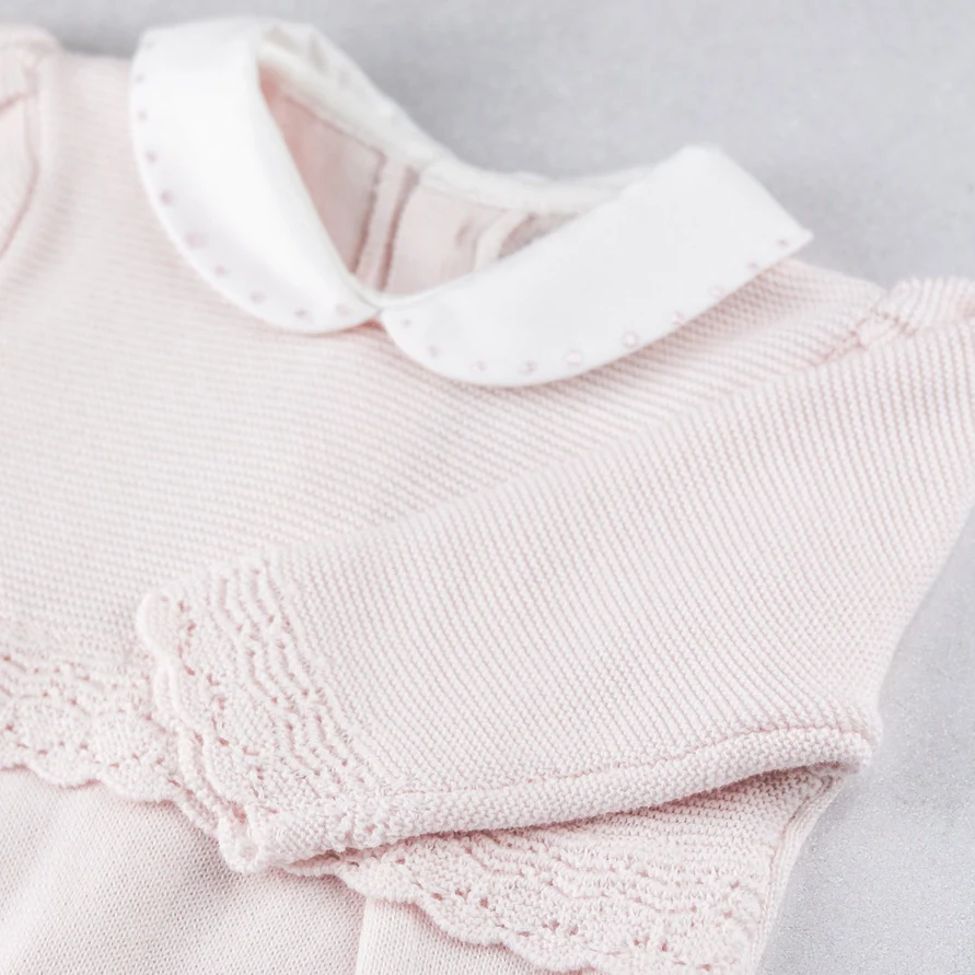 Kat Girls Pink Cotton Knitted All in One & Hat Set - Image 5