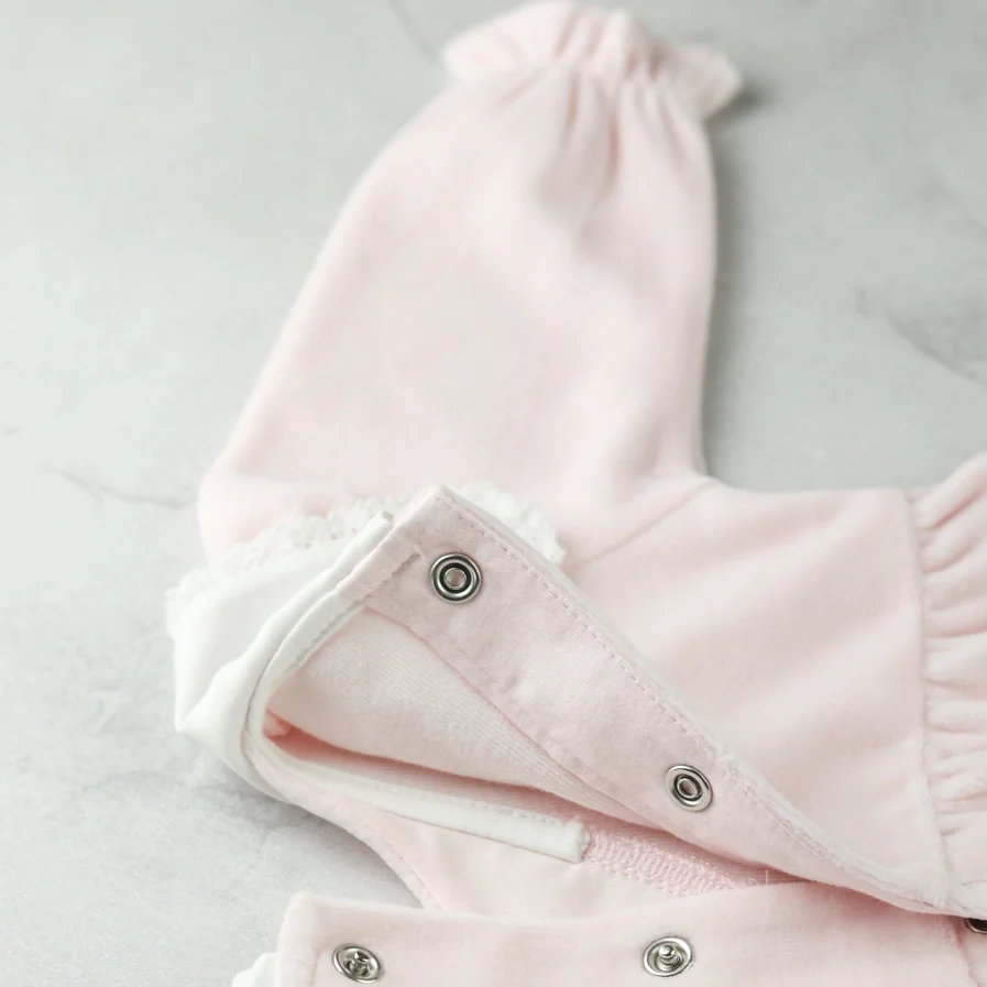 Katie Baby Girls Pink Velour Babygrow - Image 4