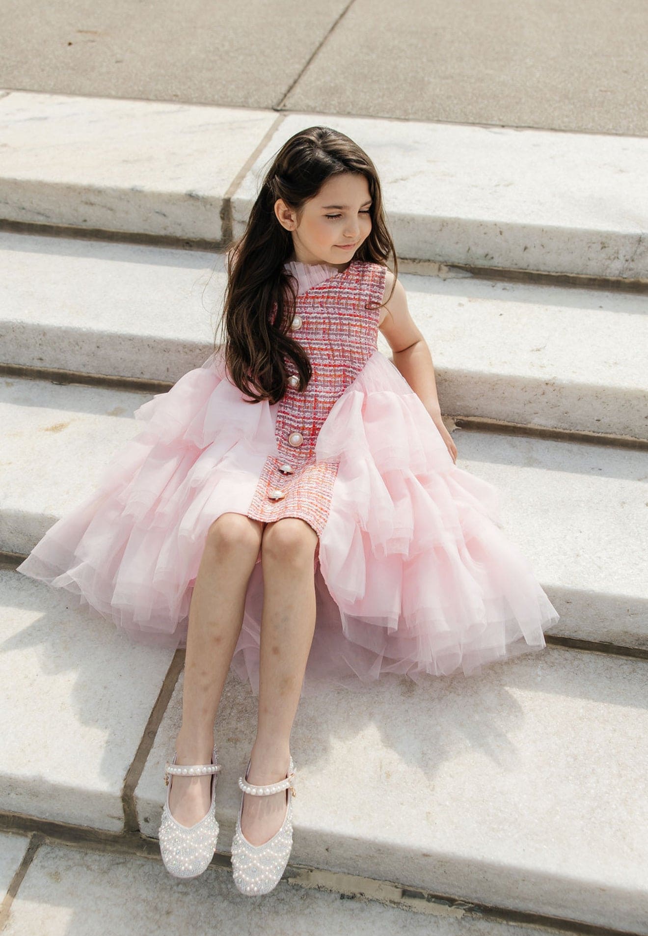 Kellie Pink Tweed Dress - Image 10