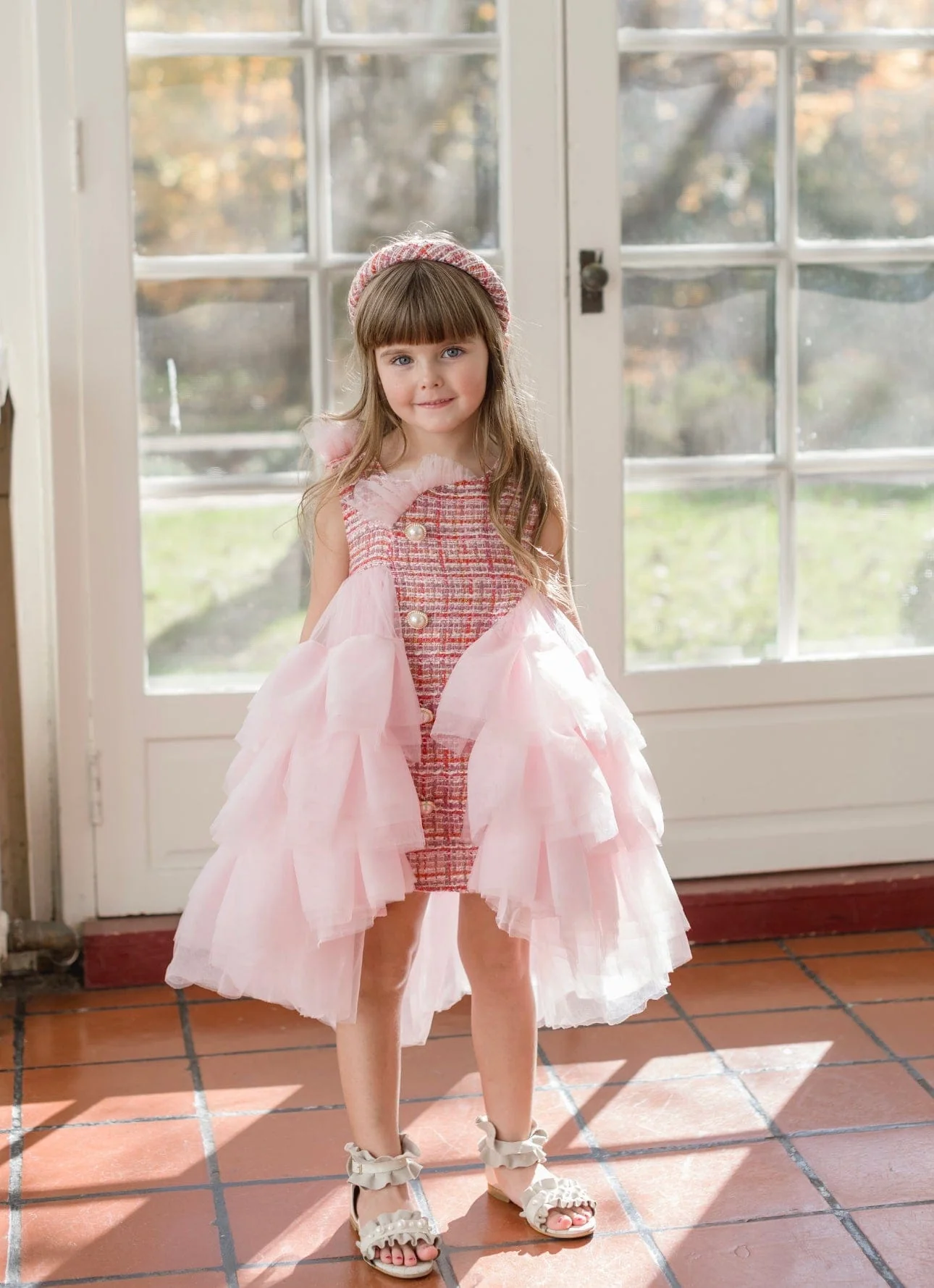Kellie Pink Tweed Dress - Image 4