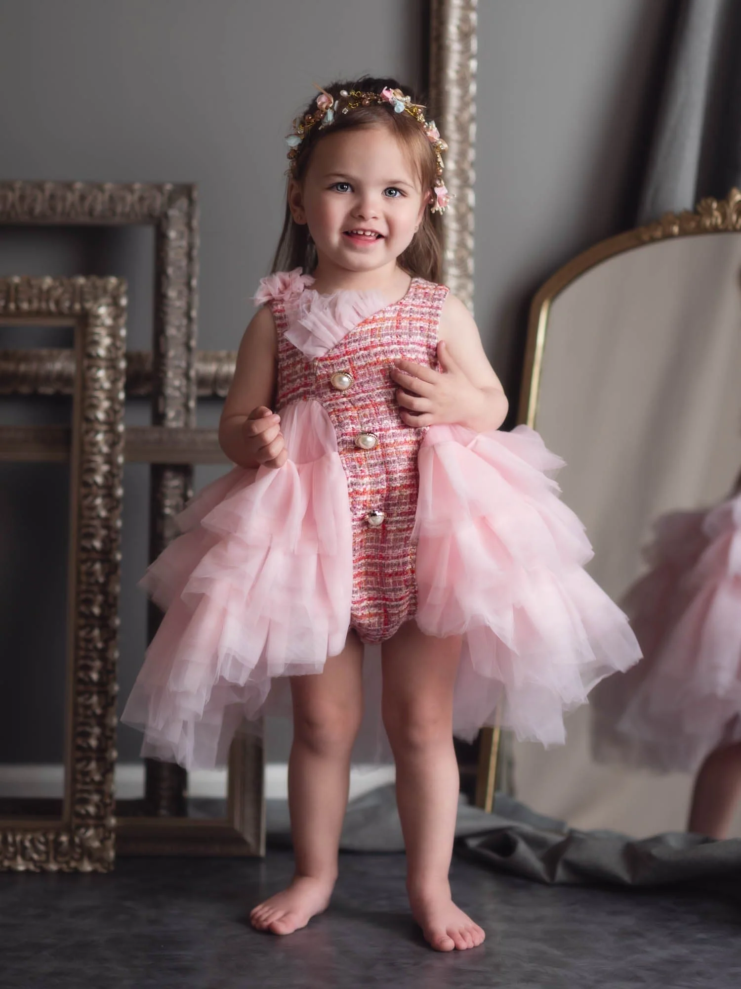 Kellie Pink Tweed Romper - Image 2