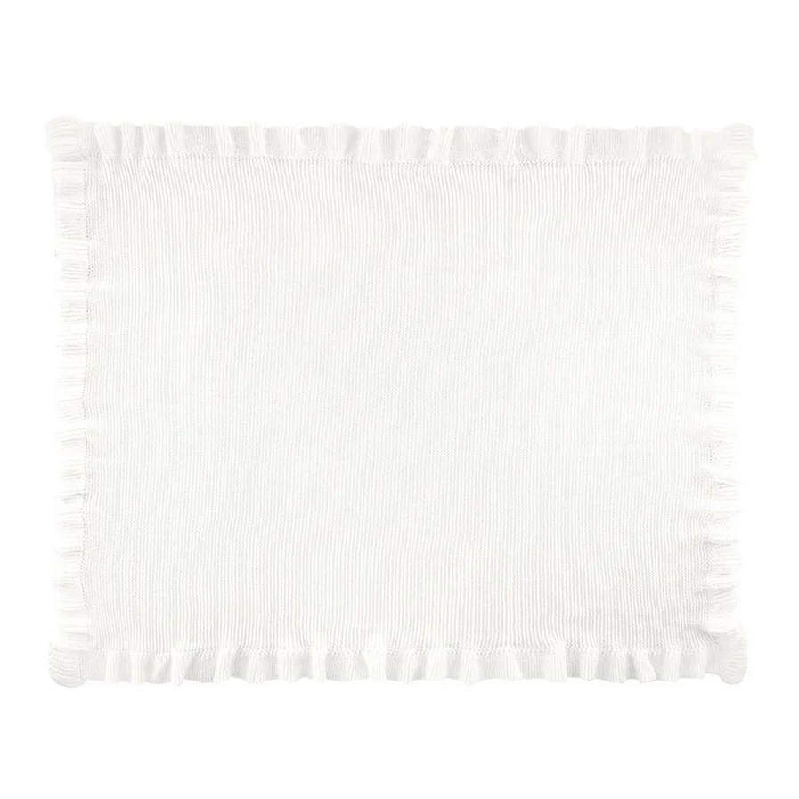 Ivory Knit Blanket with Ruffle - Image 2