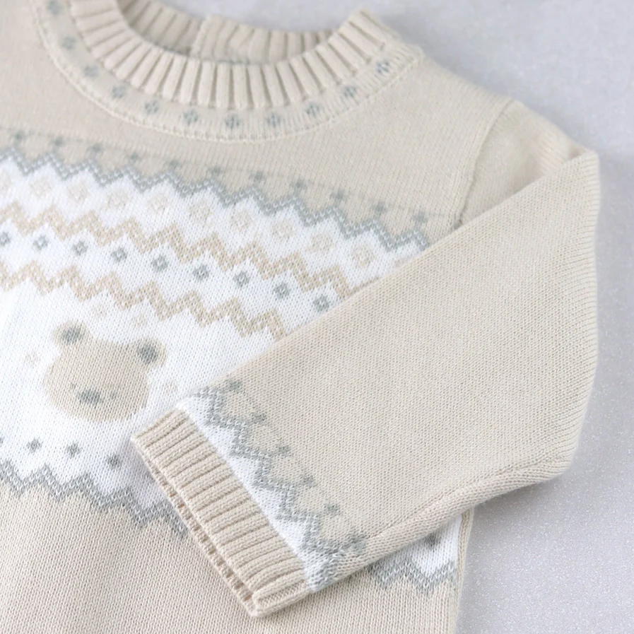 Kristian Boys Stone Teddy Knit All in One & Hat Set - Image 4