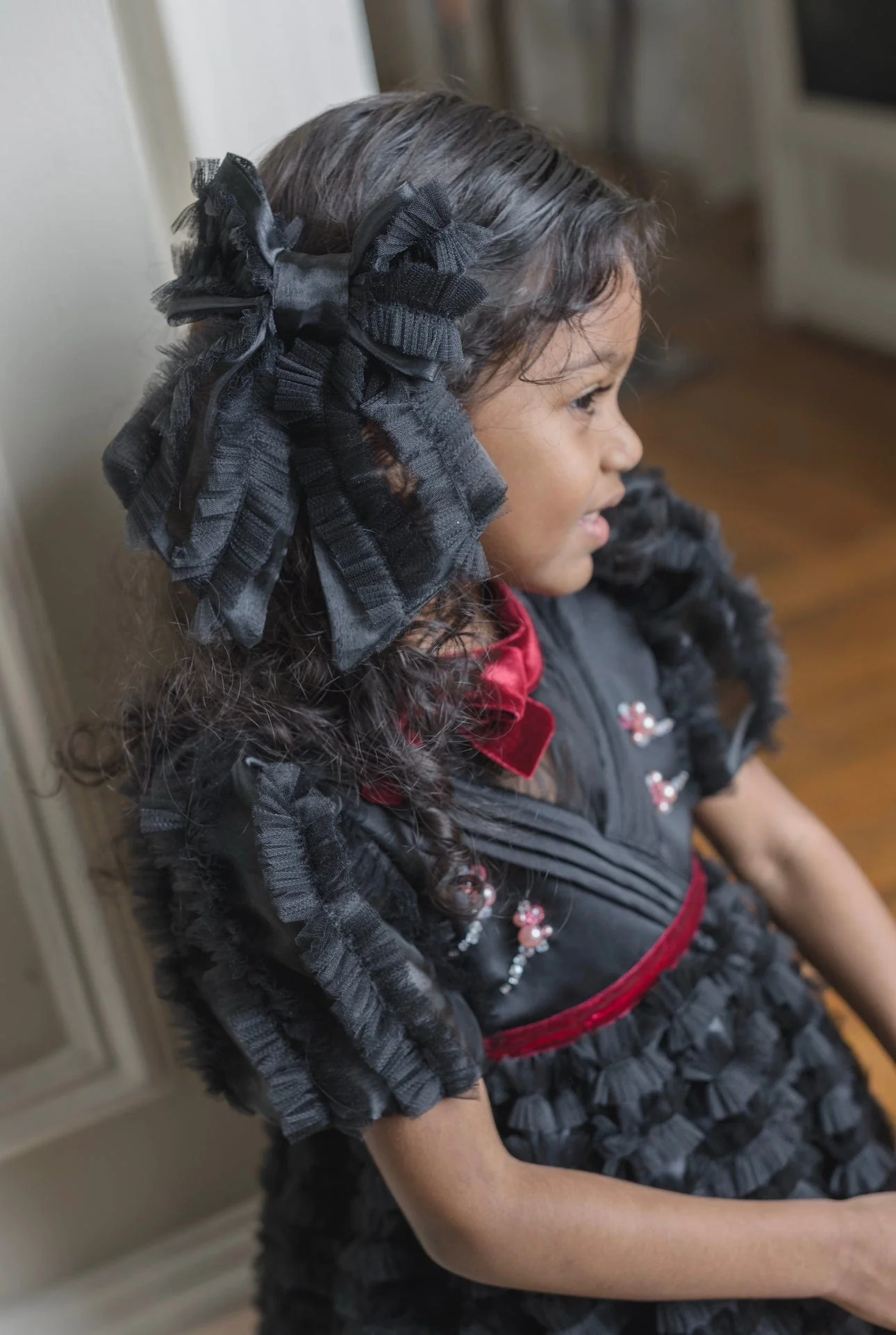 Kylie Black Organza Hair Bow - Image 2