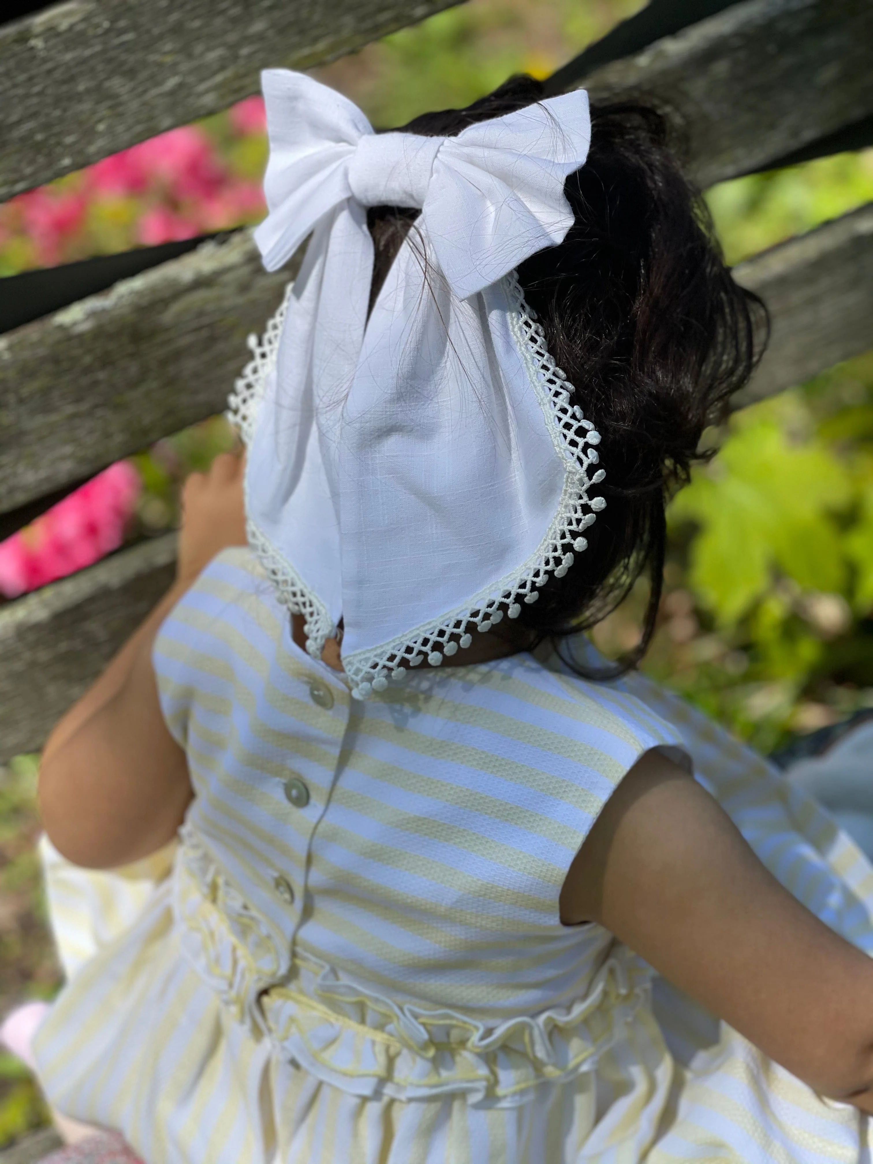 Jaylin White Linen Hair Bow - Image 7