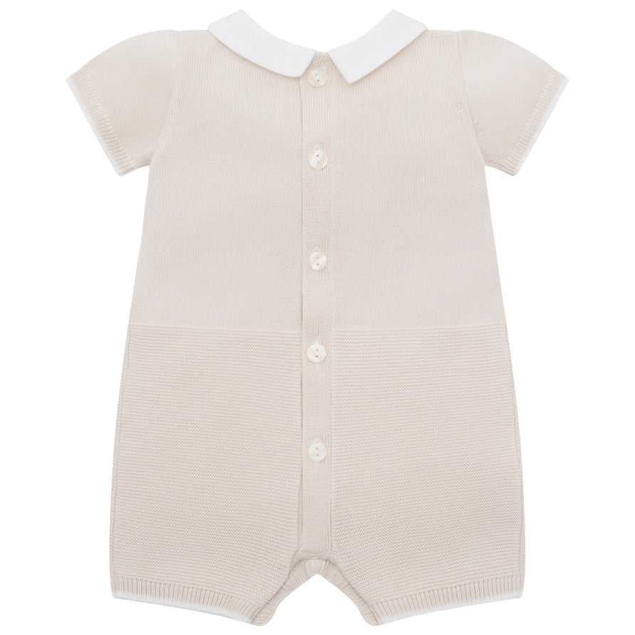 Logan Boys Beige Knit Pocket Detail Romper - Image 2