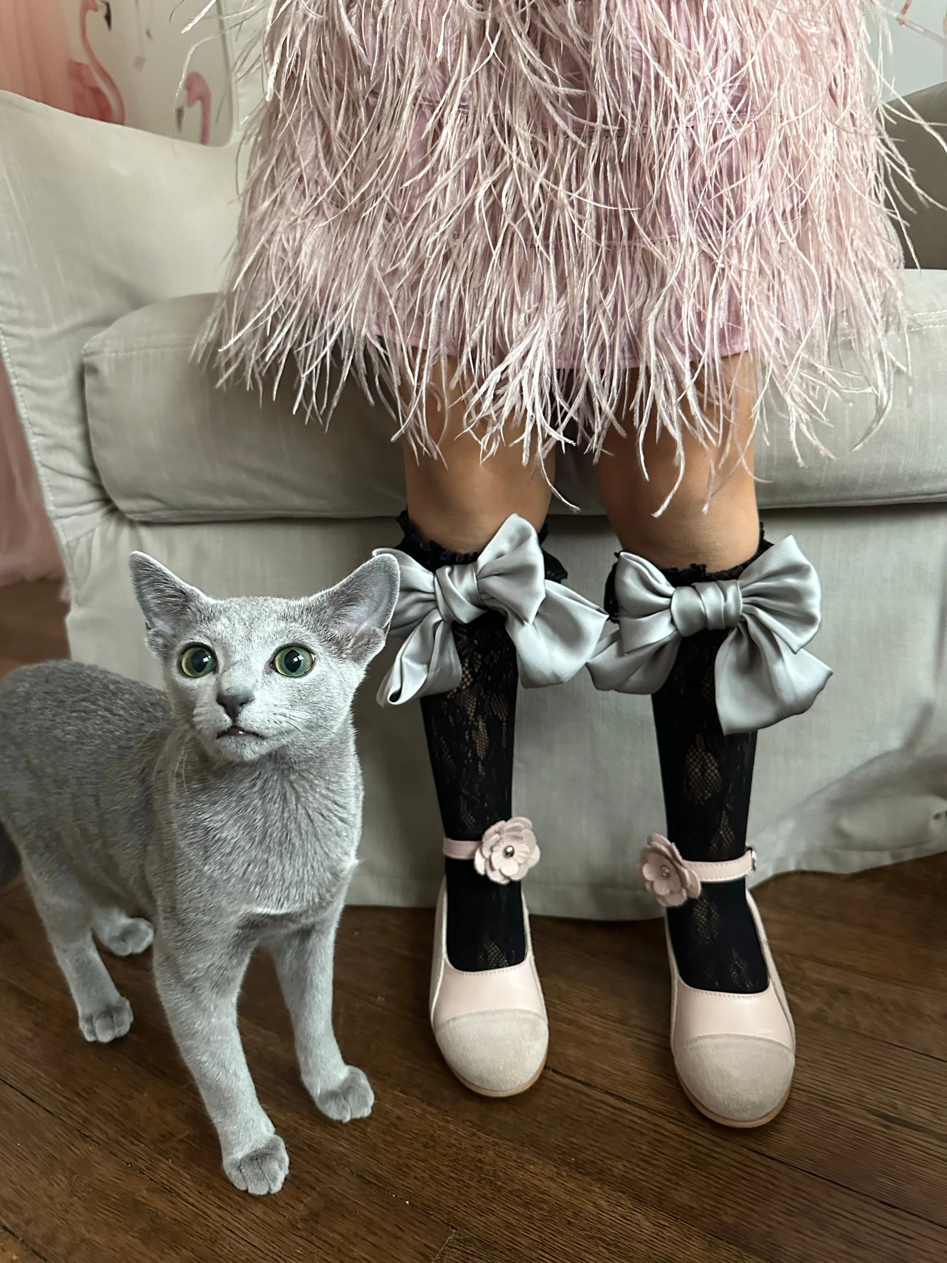 Lola Black Lace Socks with Satin Bows - Image 17