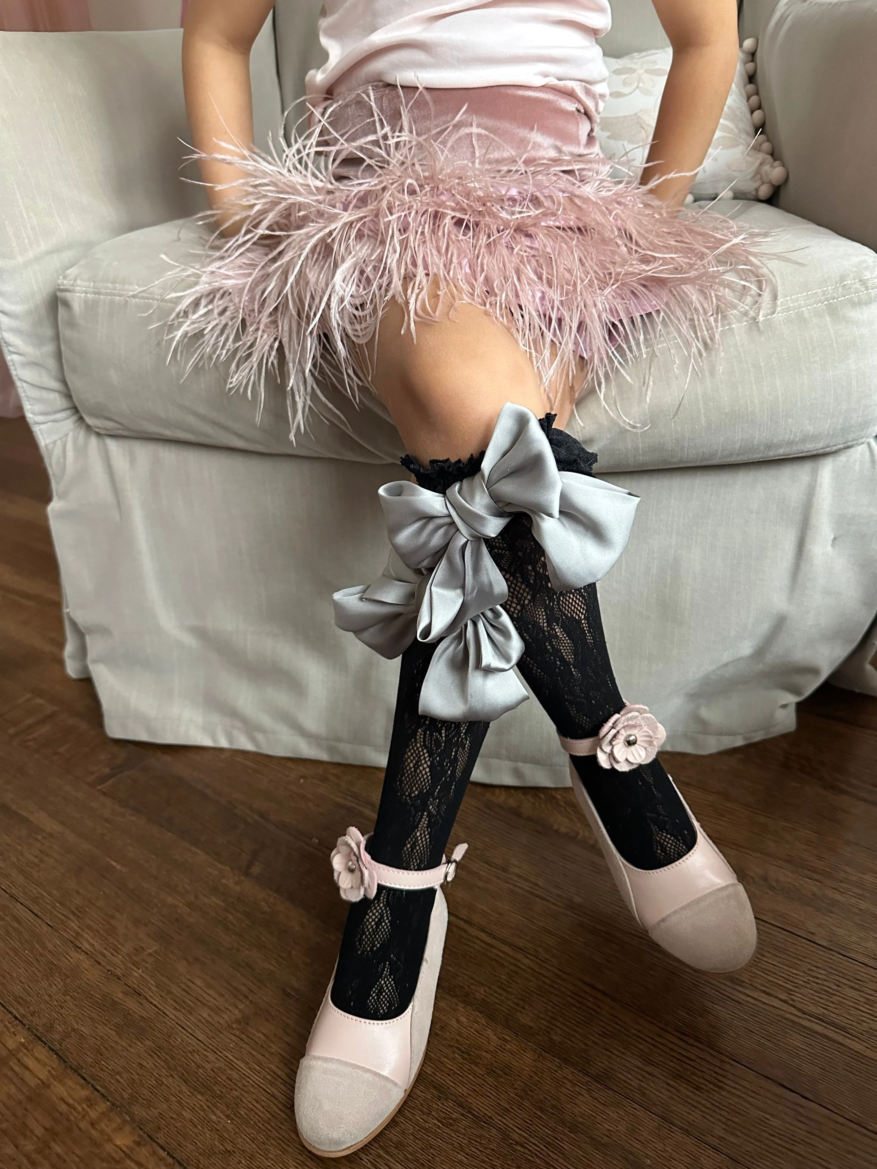 Lola Black Lace Socks with Satin Bows - Image 6