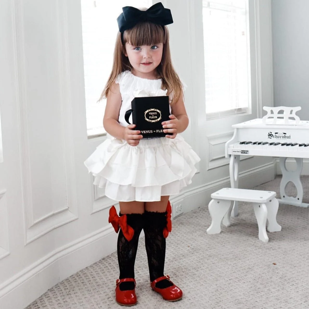 Lola Black Lace Socks with Satin Bows - Image 7