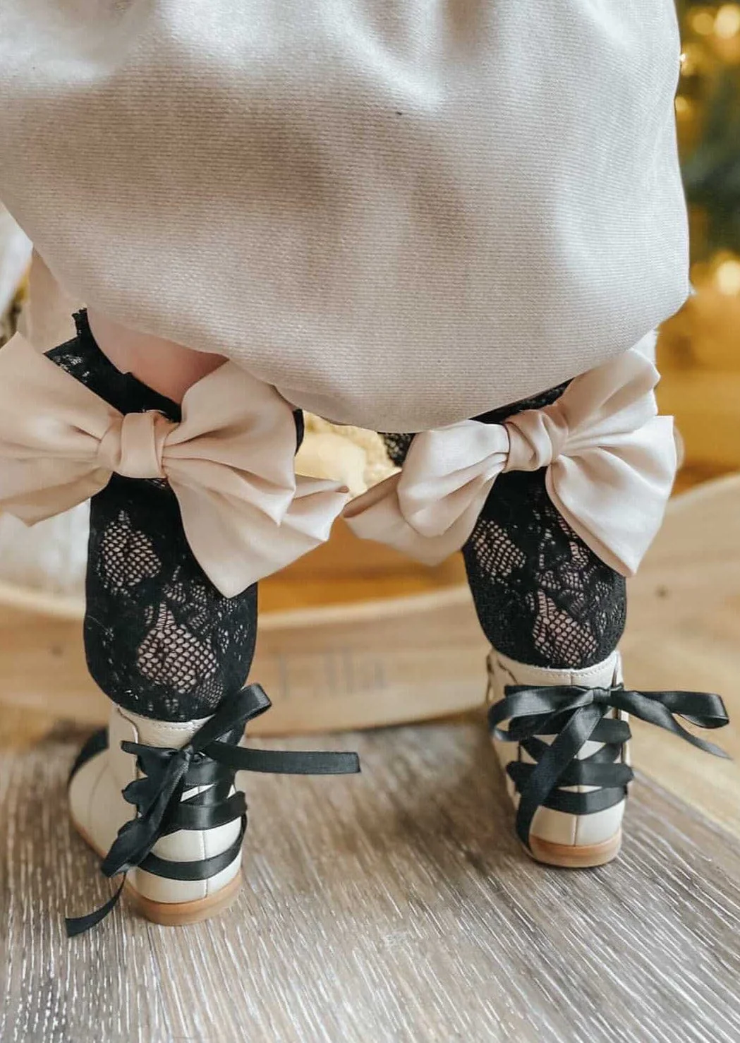 Lola Black Lace Socks with Satin Bows - Image 8