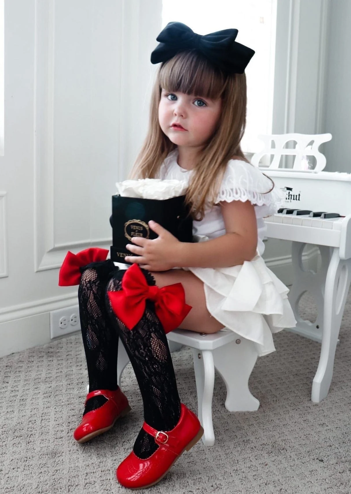 Lola Black Lace Socks with Satin Bows - Image 9