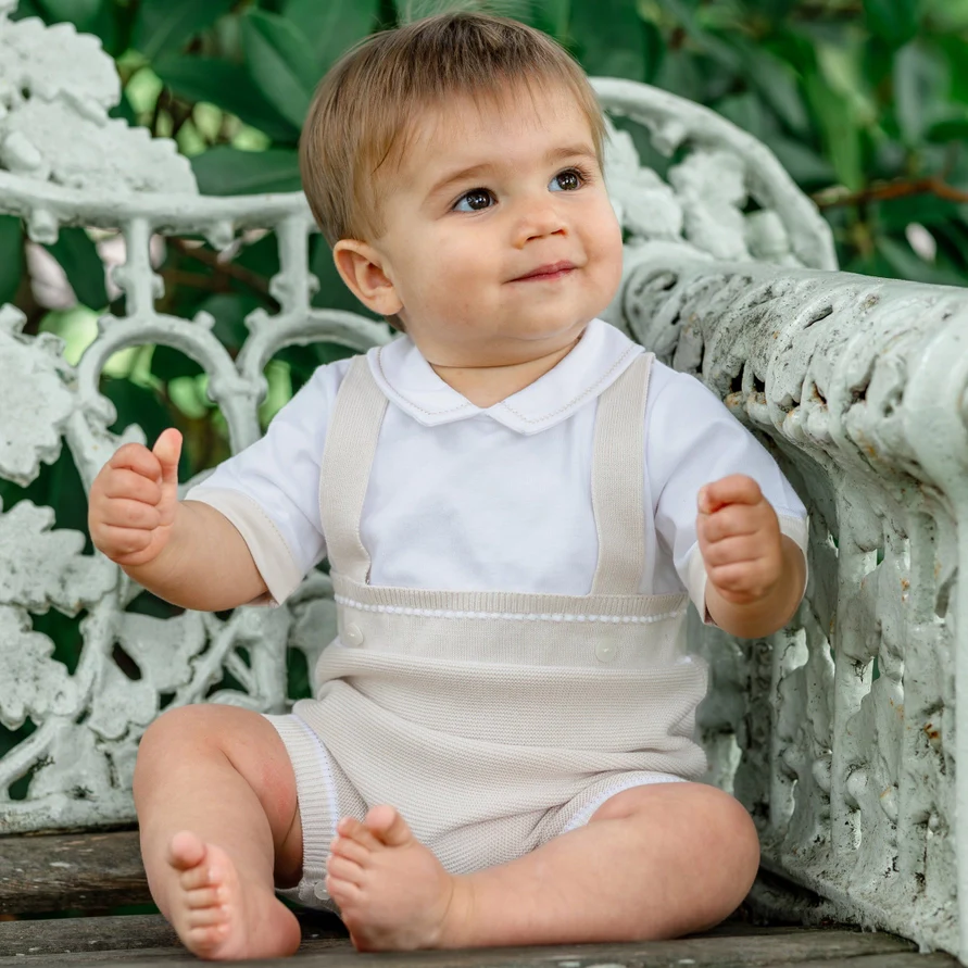 Lowe Baby Beige Mock Braces Romper - Image 3