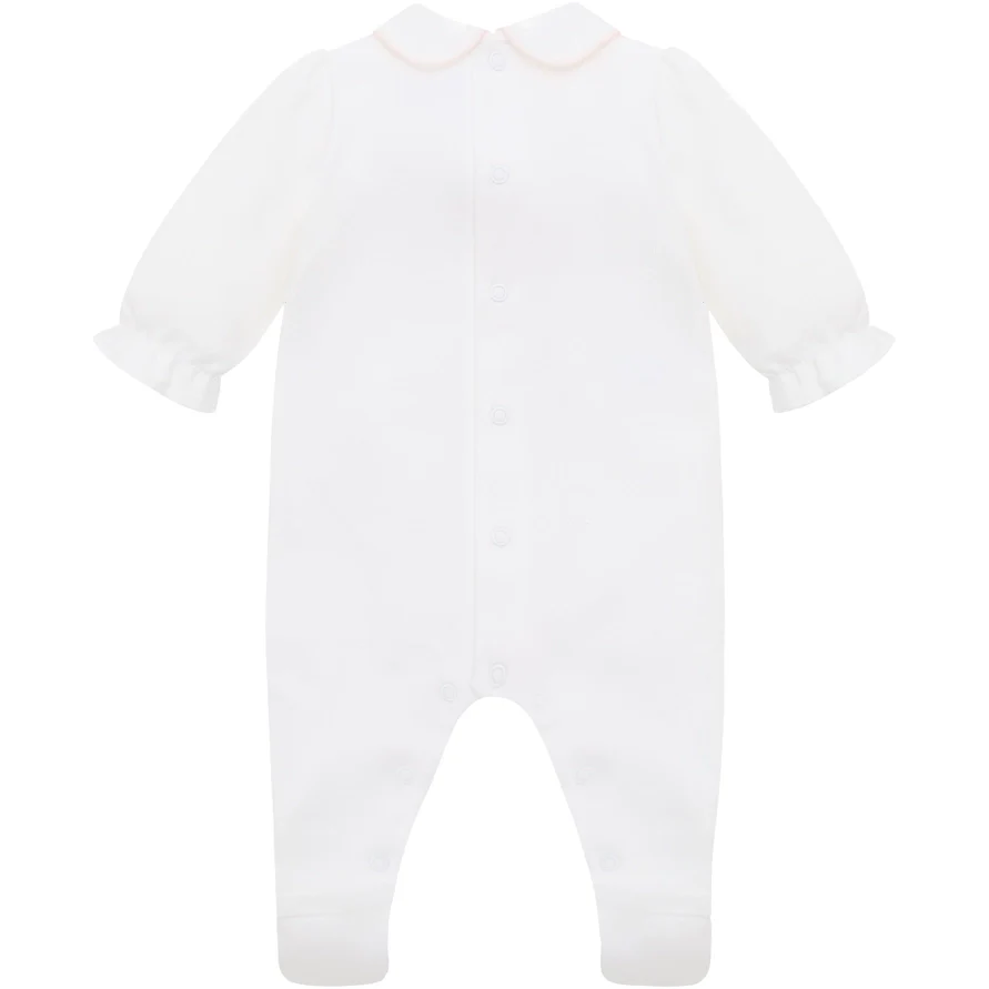Lucy Girls White Bunny Embroidery Babygrow & Hat Set - Image 4