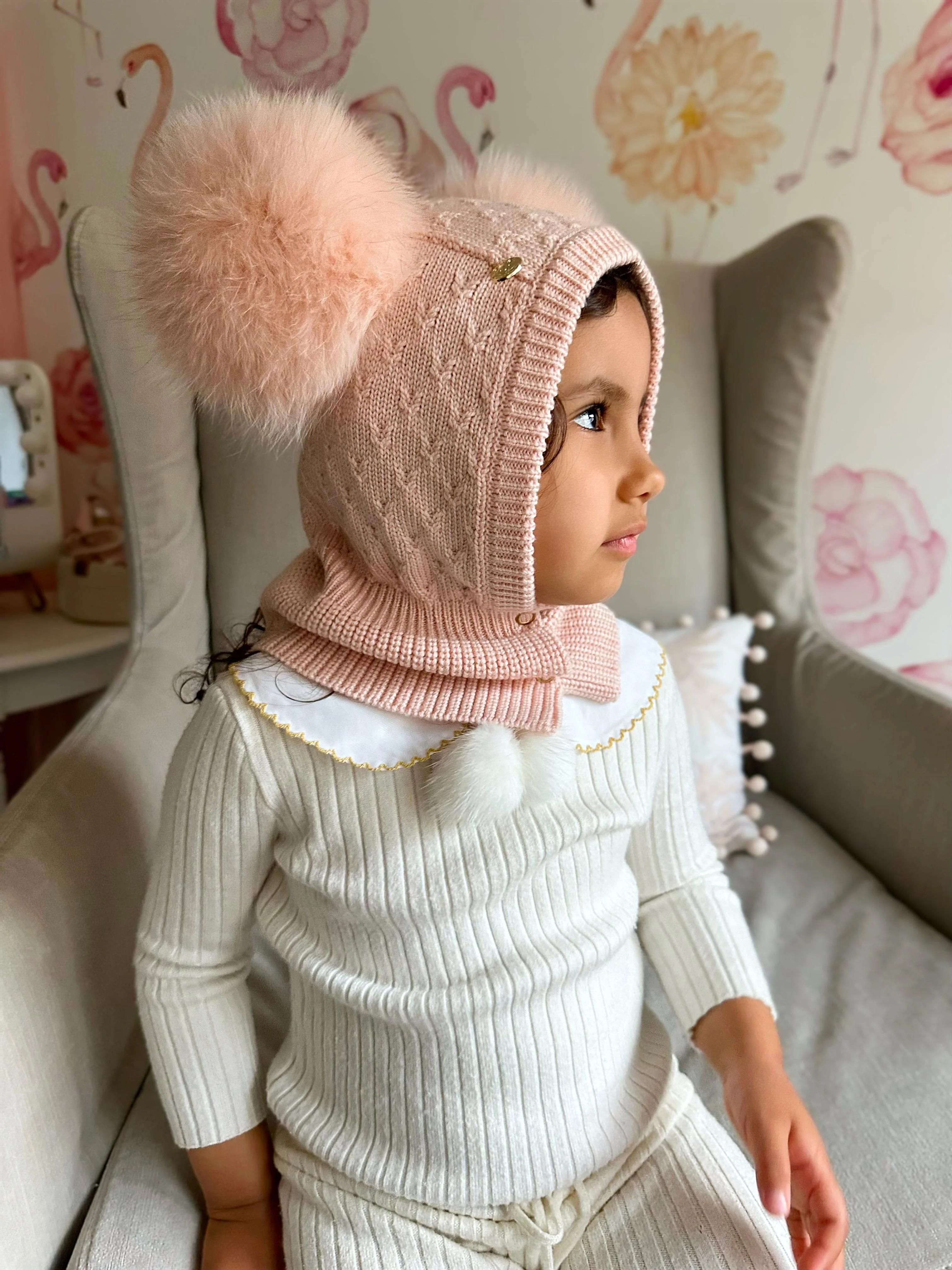 Luna Merino Wool Pink Balaclava Hat - Image 2