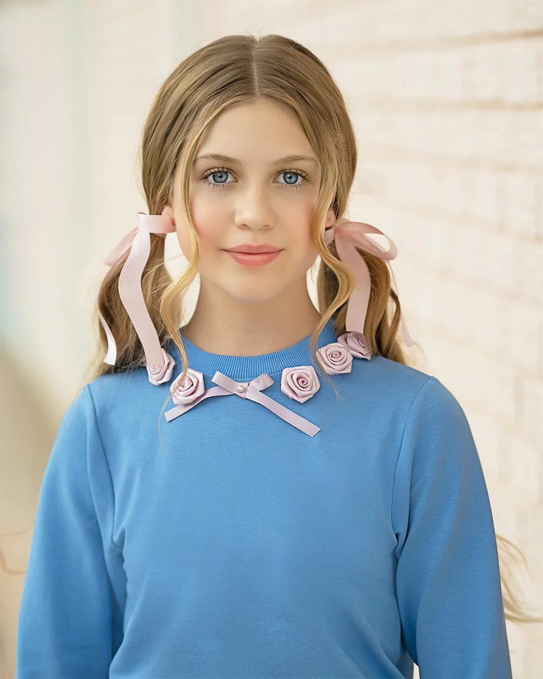 Maya Blue Cotton Sweater Top - Image 3