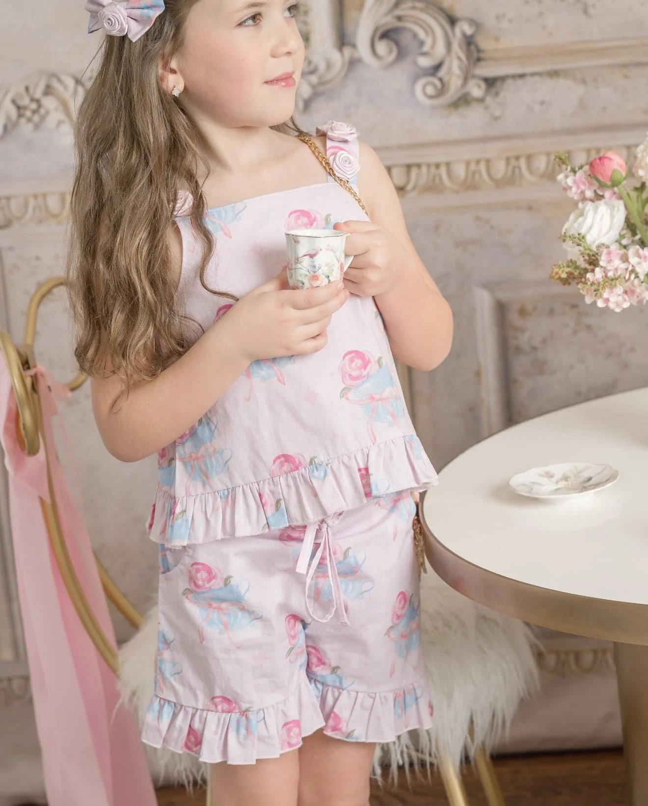 Maya Teacup Pink Girls' Top and Shorts Set - Image 4