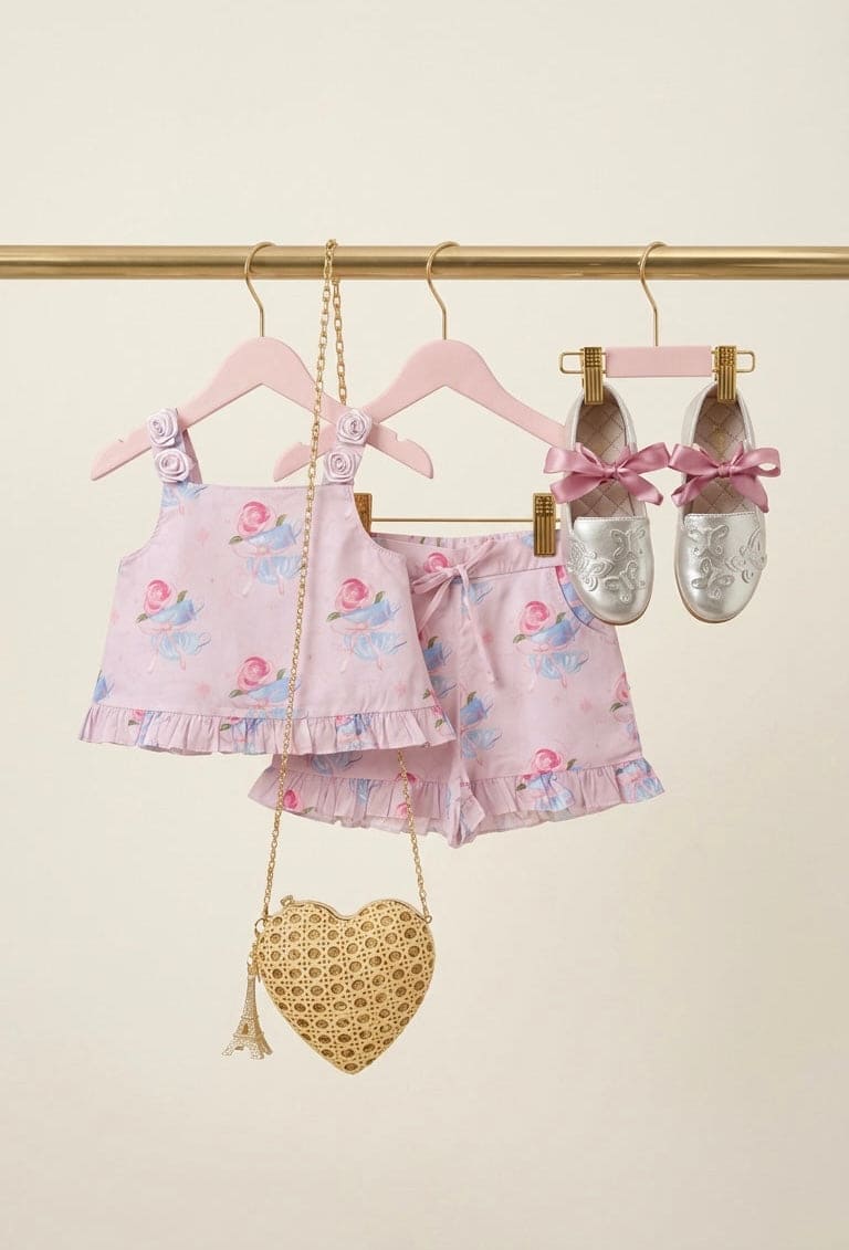 Maya Teacup Pink Girls' Top and Shorts Set - Image 8