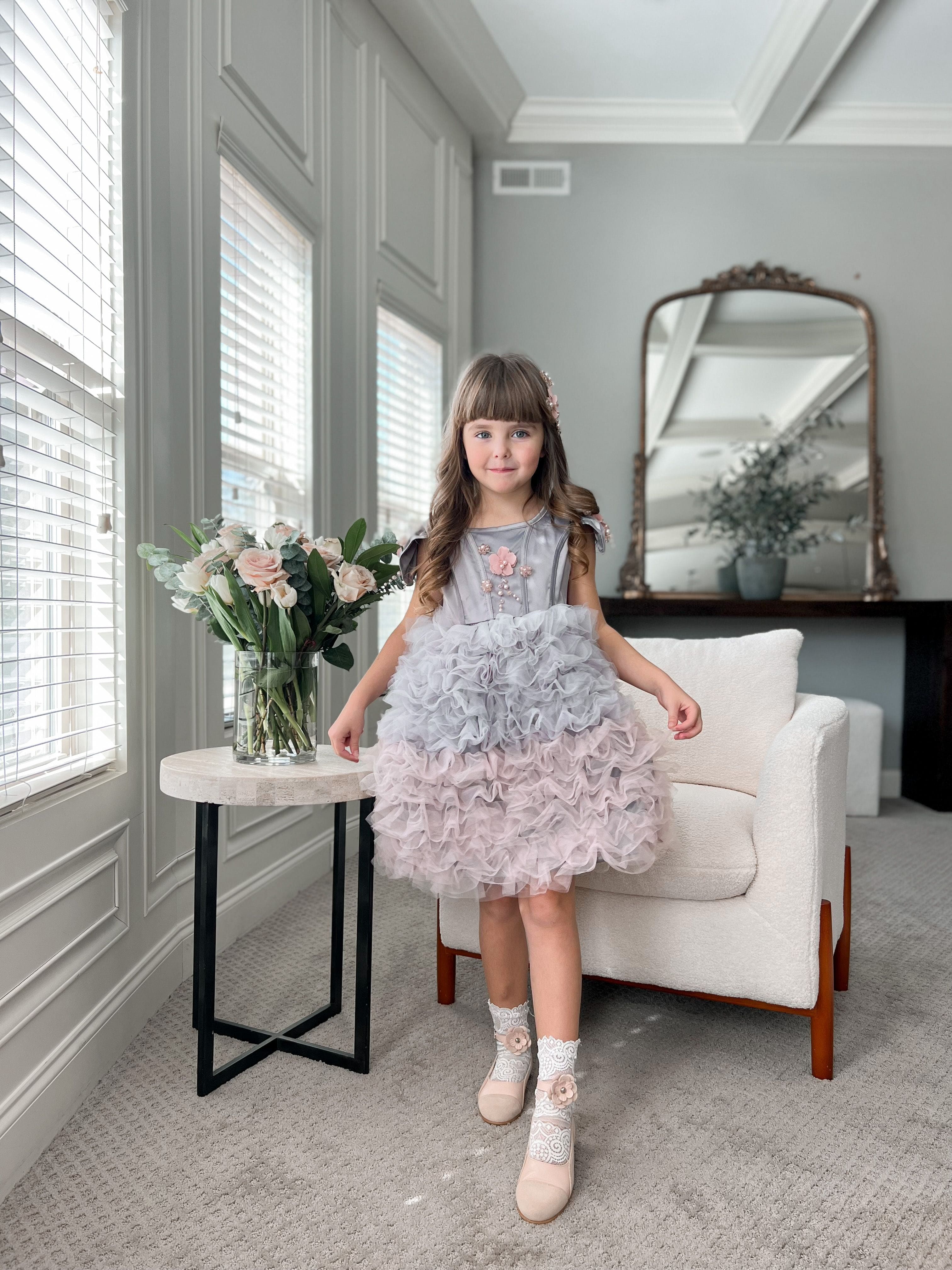 Mia Grey and Pink Ombré Cupcake Tulle Dress - Image 14